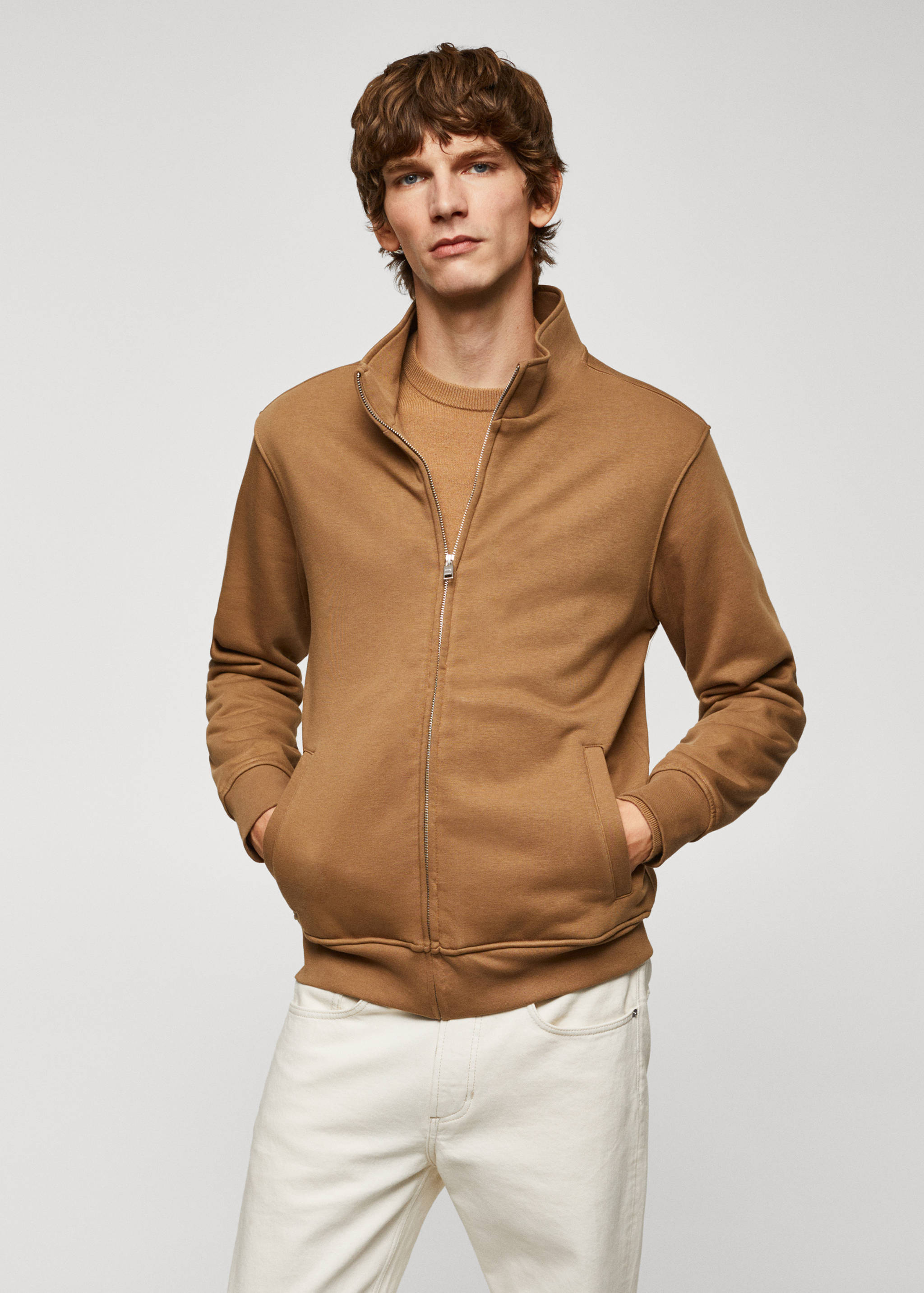 Zipper cotton sweater - Medium plane