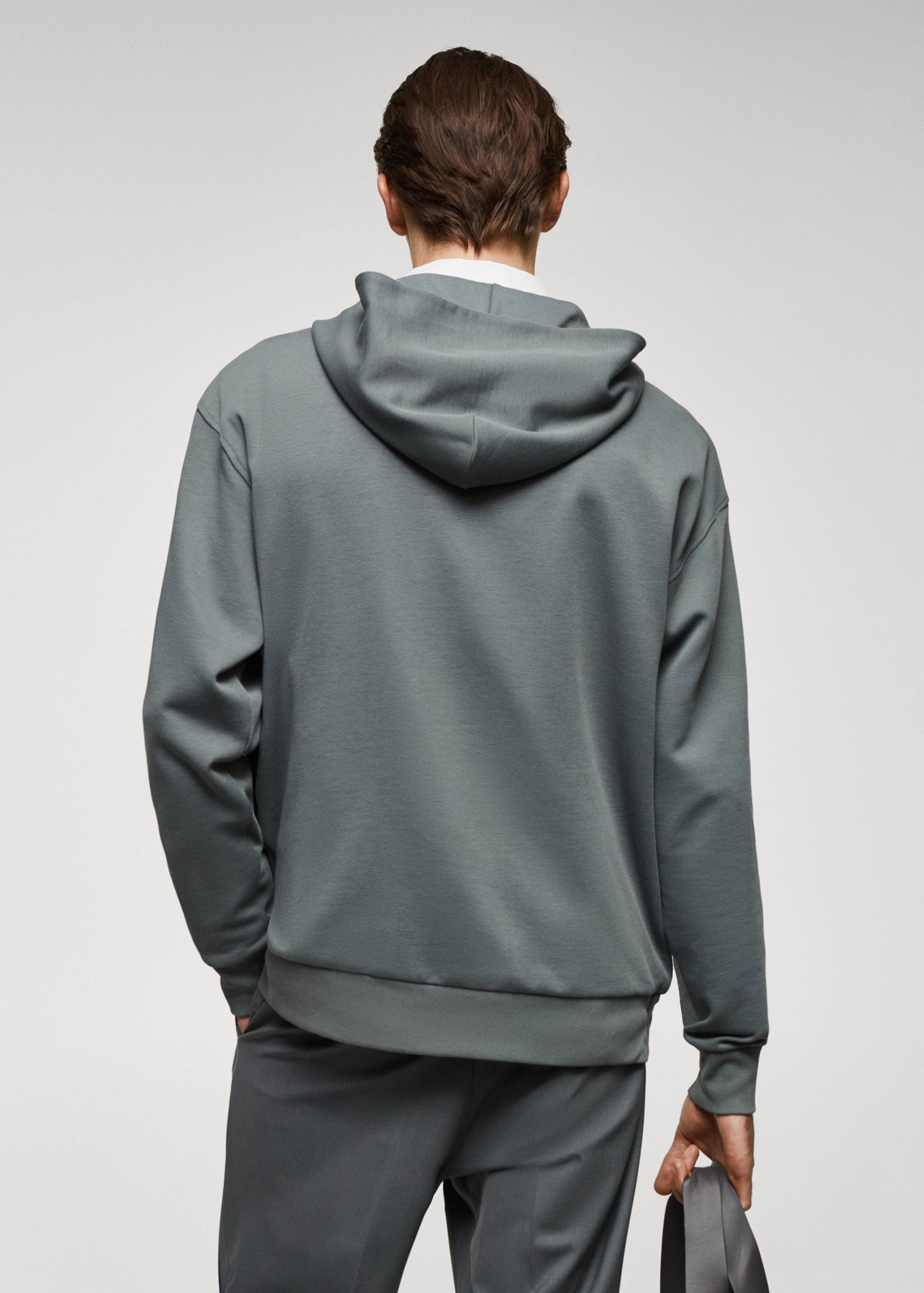 Хлопковая толстовка оверсайз с молнией - Обратная сторона изделия