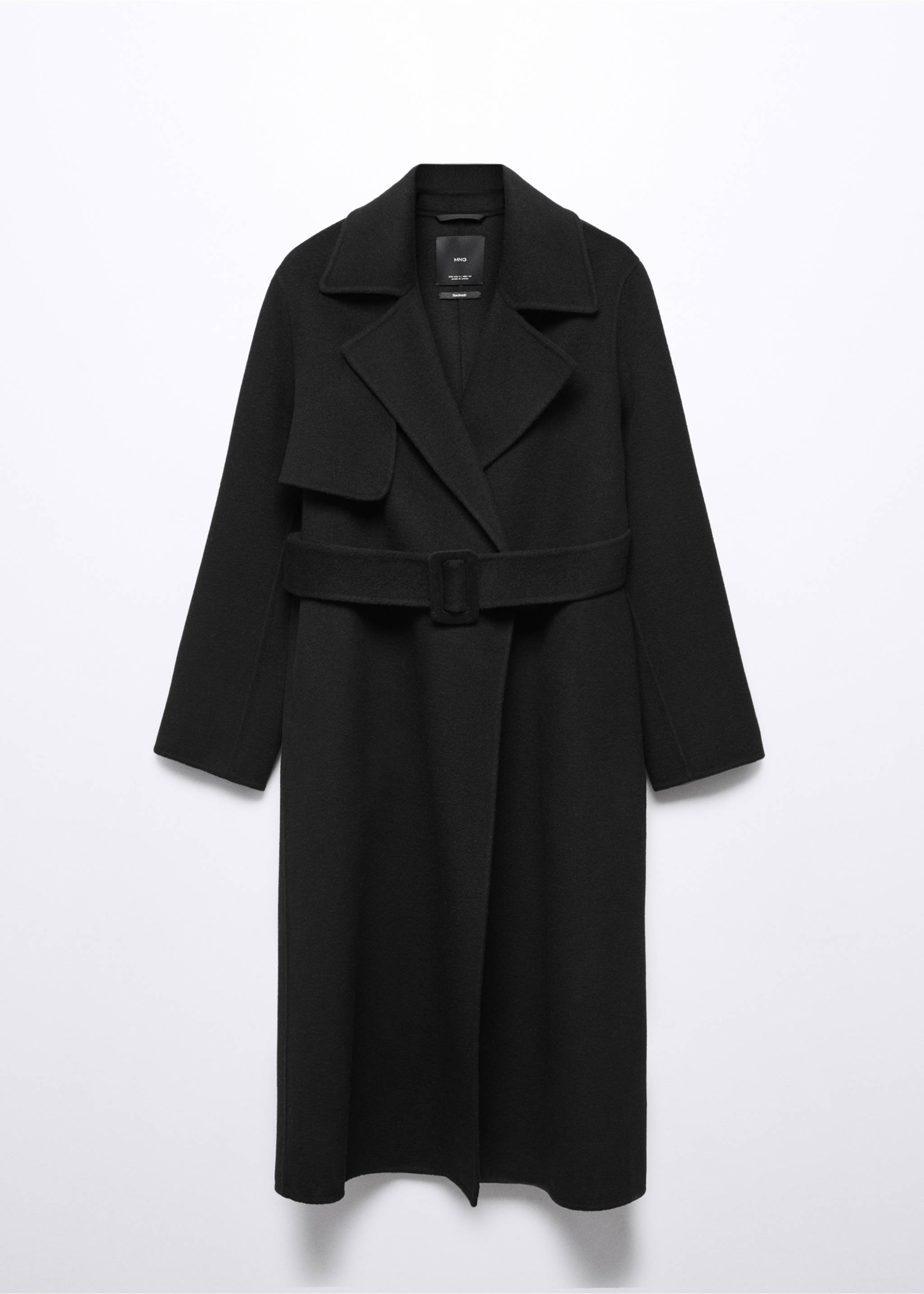 Handmade wool coat with belt - Article without model, Black. Ref: 57006716-00.
