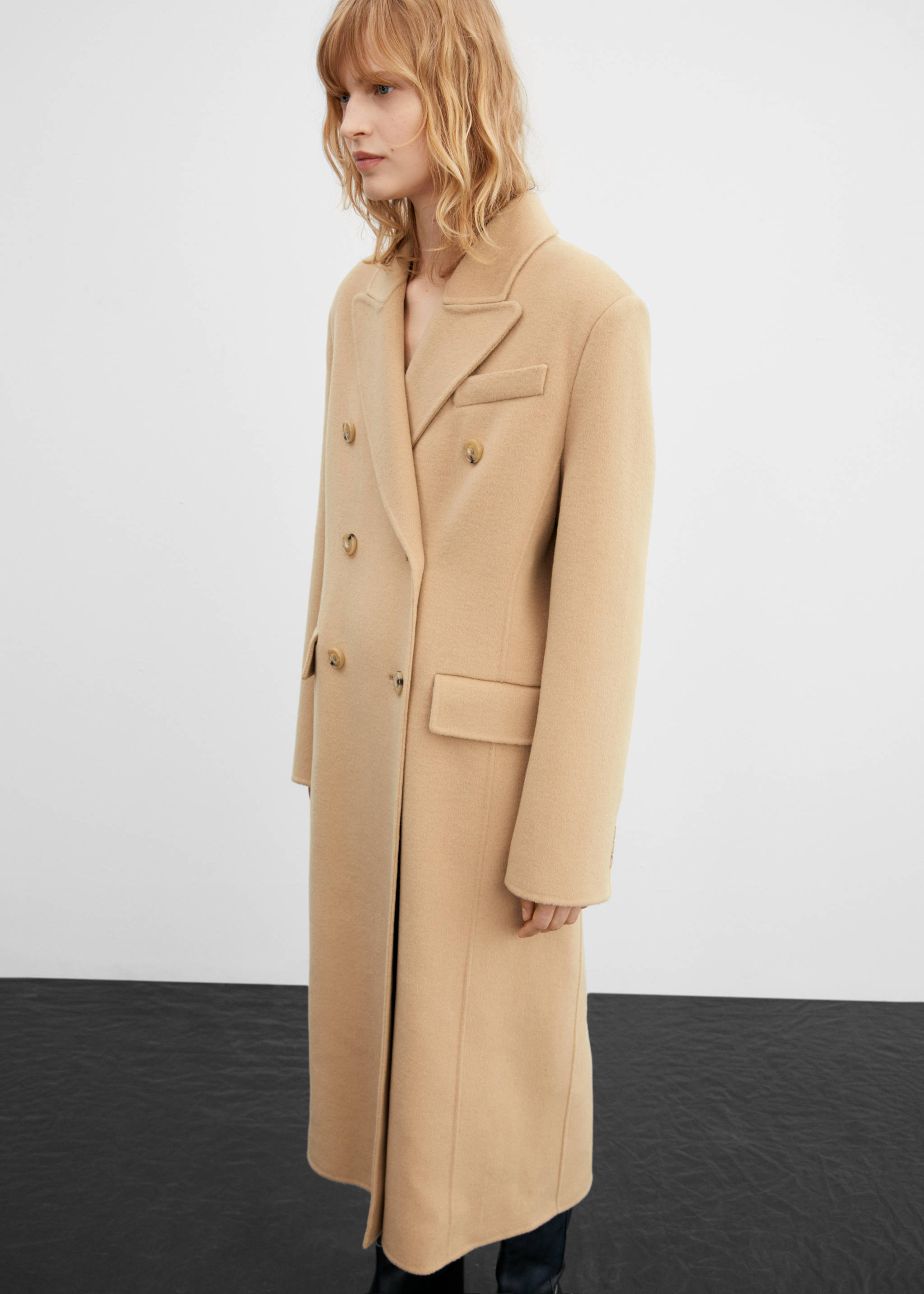 Double-breasted virgin wool coat - Medium plane