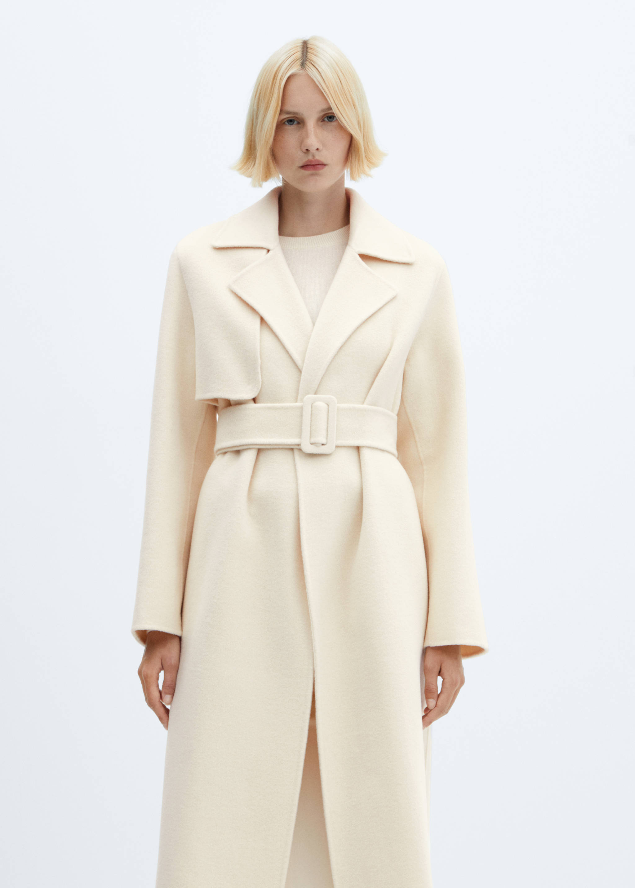 Handmade wool coat with belt - Medium plane
