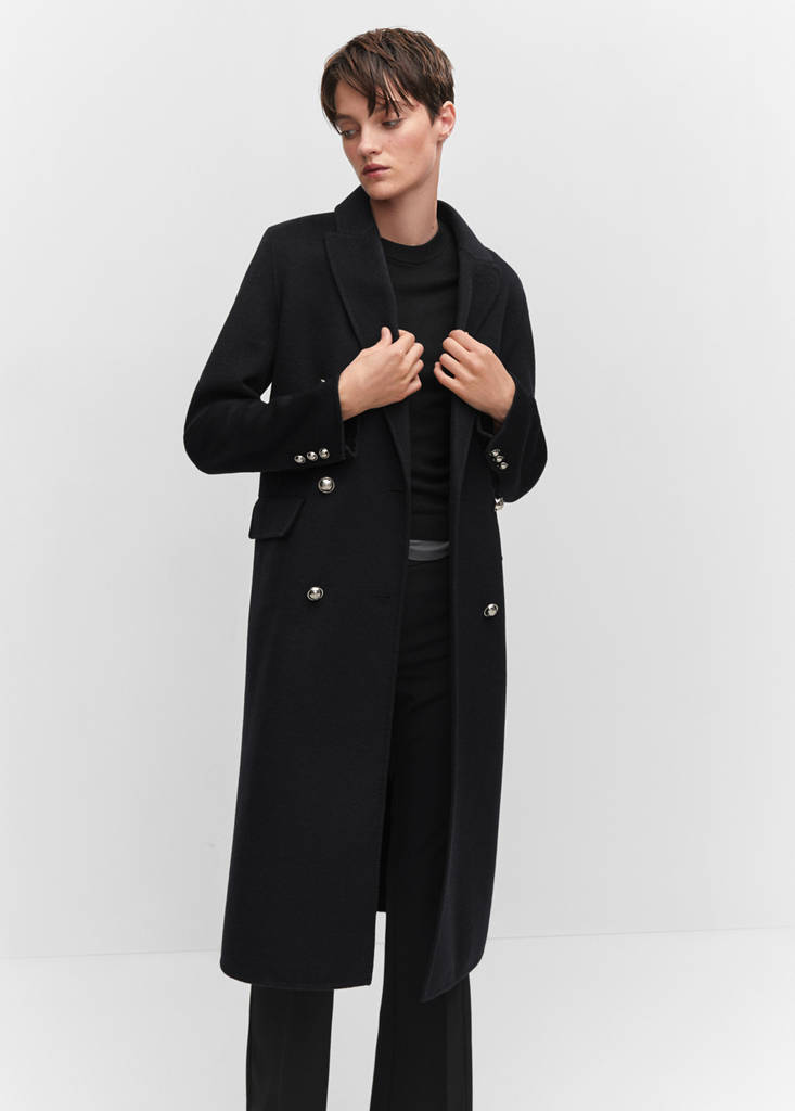 Handmade buttoned wool coat — Navy