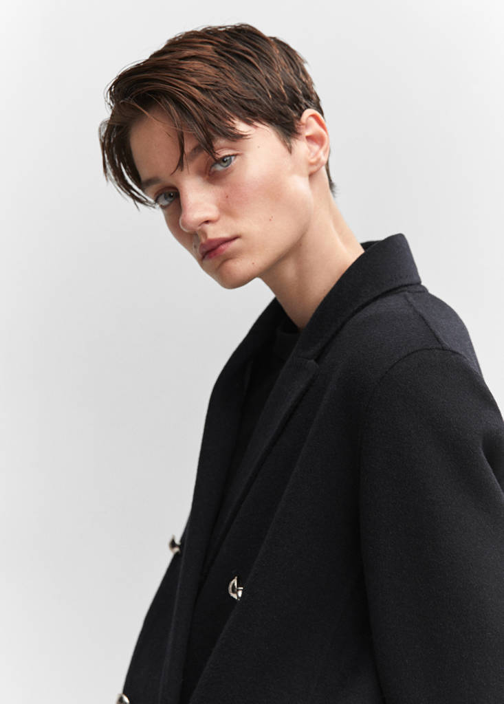 Handmade buttoned wool coat — Navy