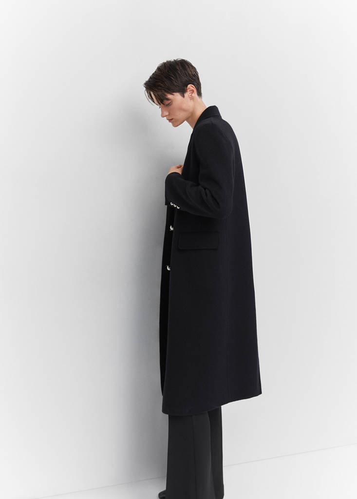 Handmade buttoned wool coat — Navy