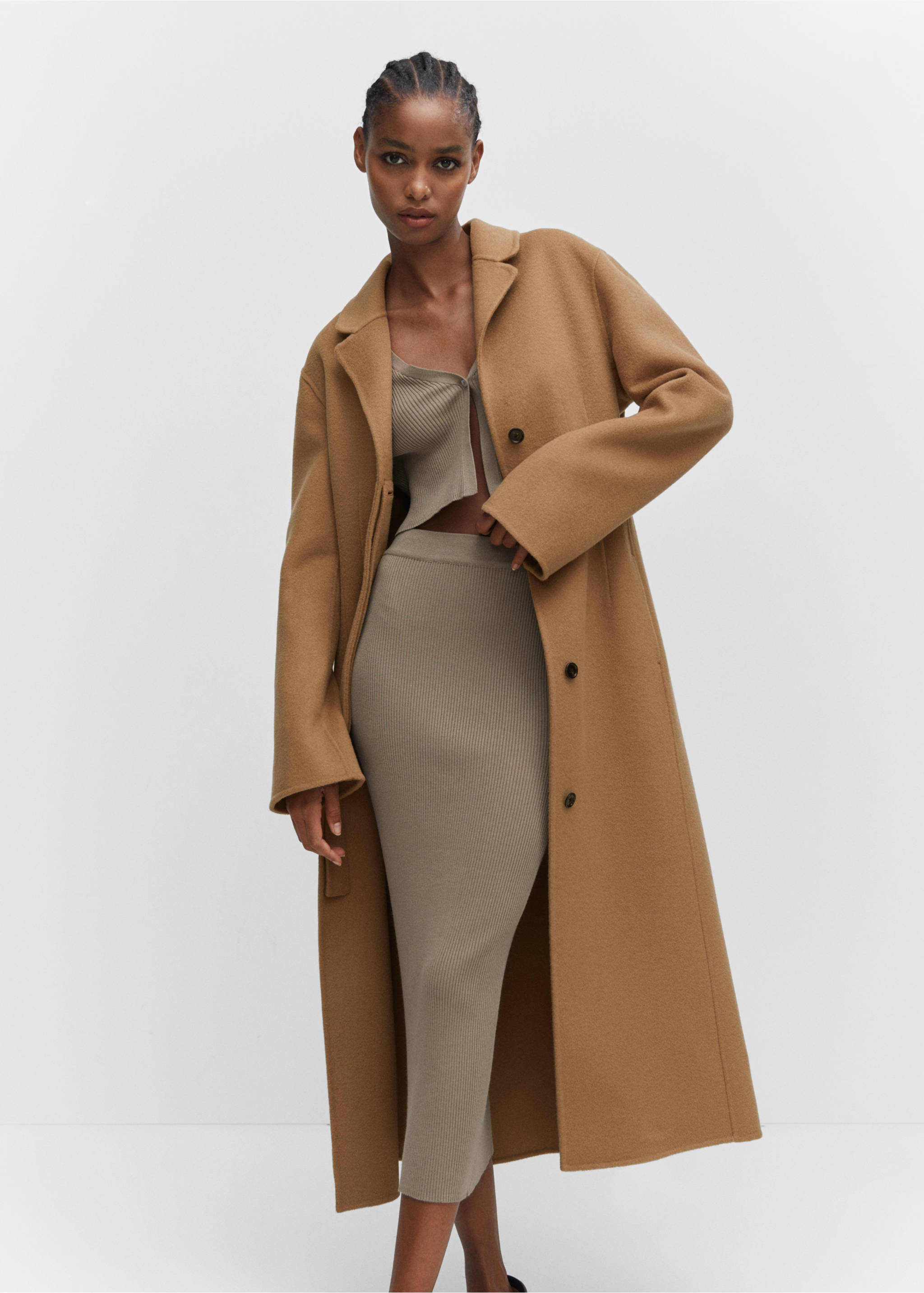 Handmade oversized wool coat - Medium plane, Medium Brown. Ref: 57006721-00.