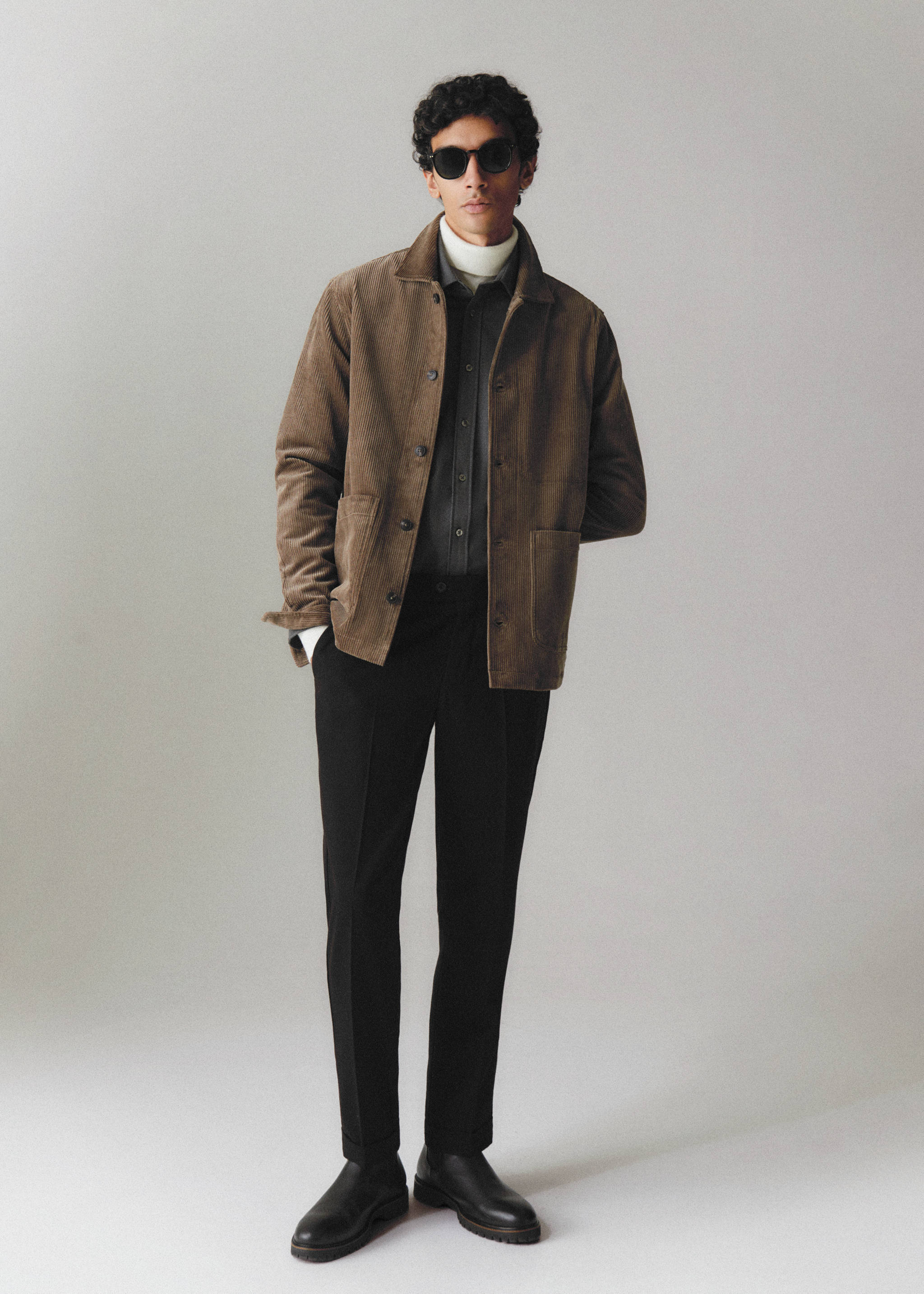 灯芯绒口袋外套衬衫 - null