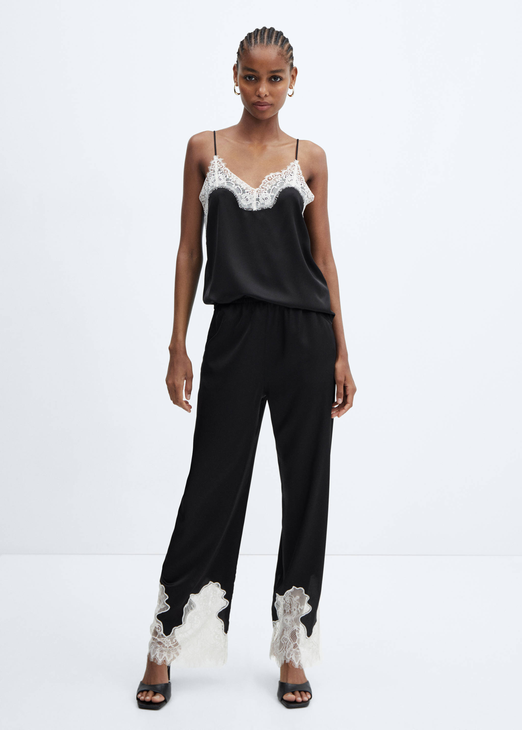 Trousers with lace hem detail - General plane