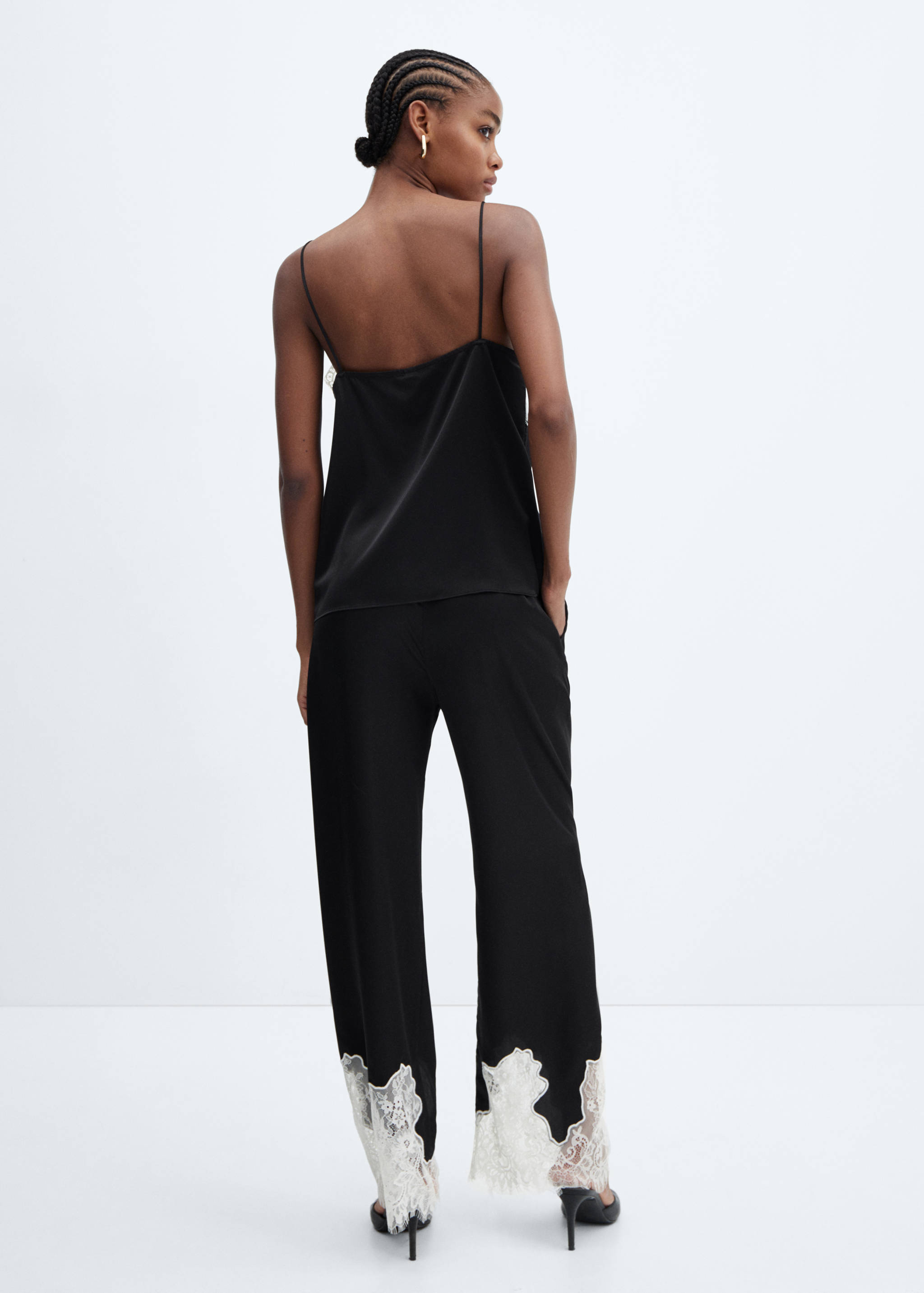 Trousers with lace hem detail - Reverse of the article