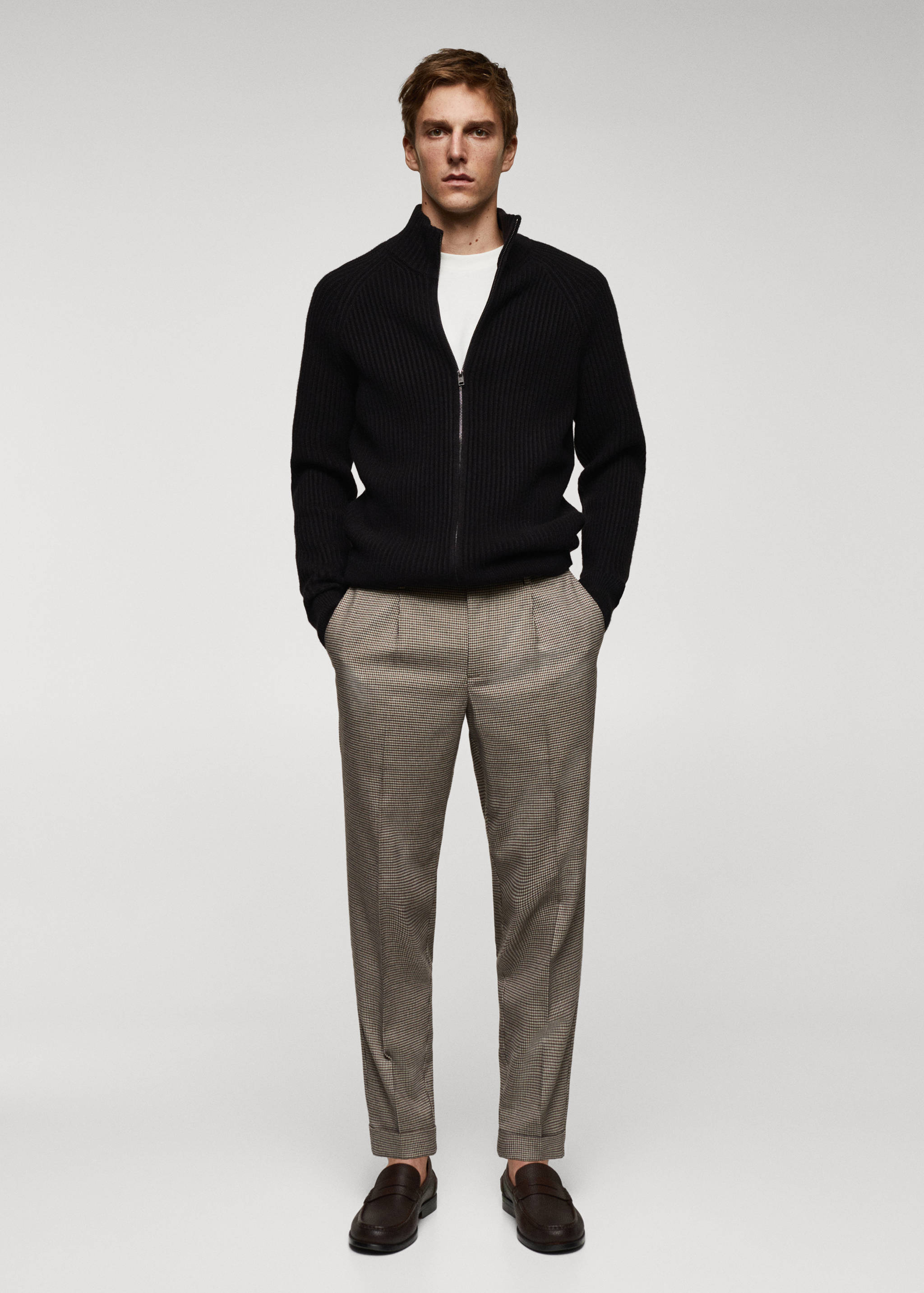 Ribbed cardigan with zip detail - General plane