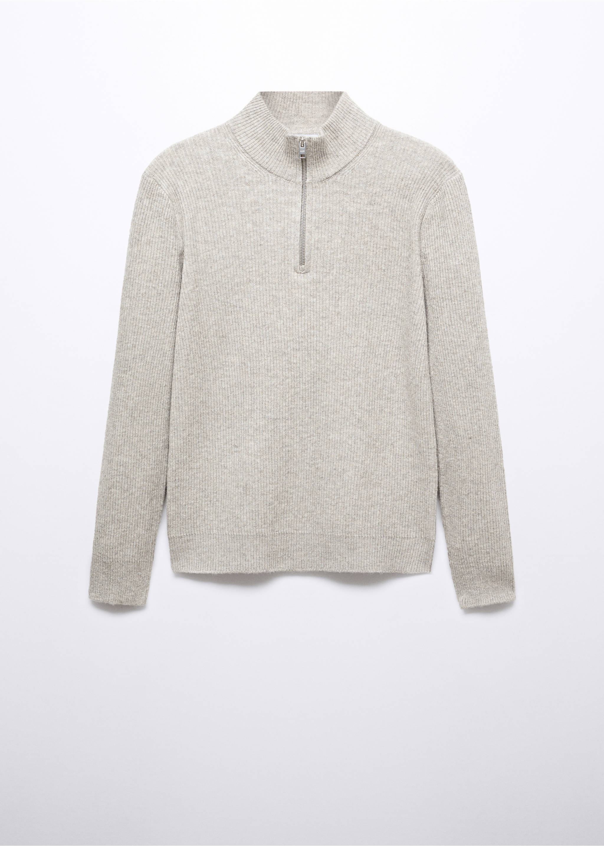 Ribbed sweater with zip - Article without model, Sand. Ref: 57007728-00.