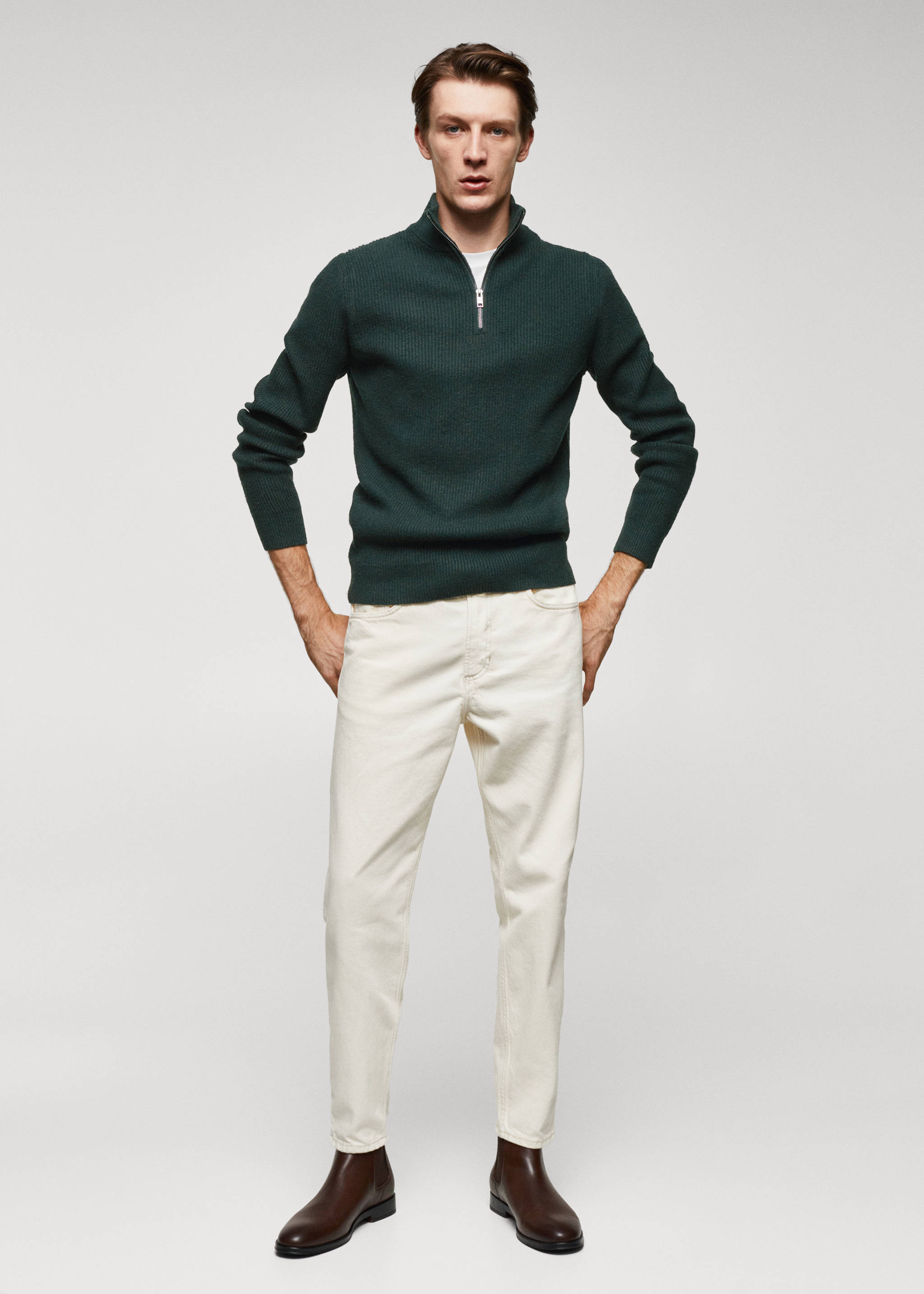 Ribbed sweater with zip - General plane