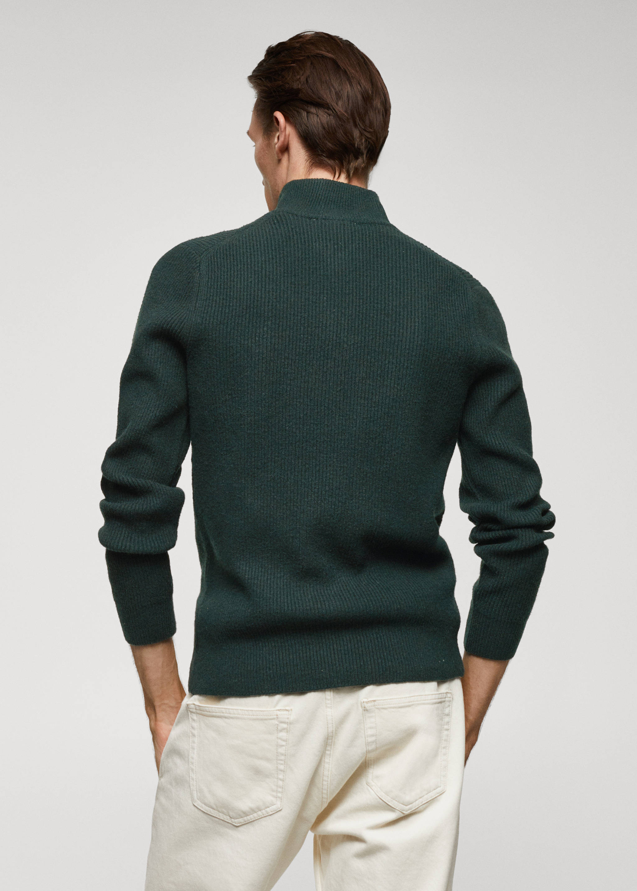 Ribbed sweater with zip - Reverse of the article