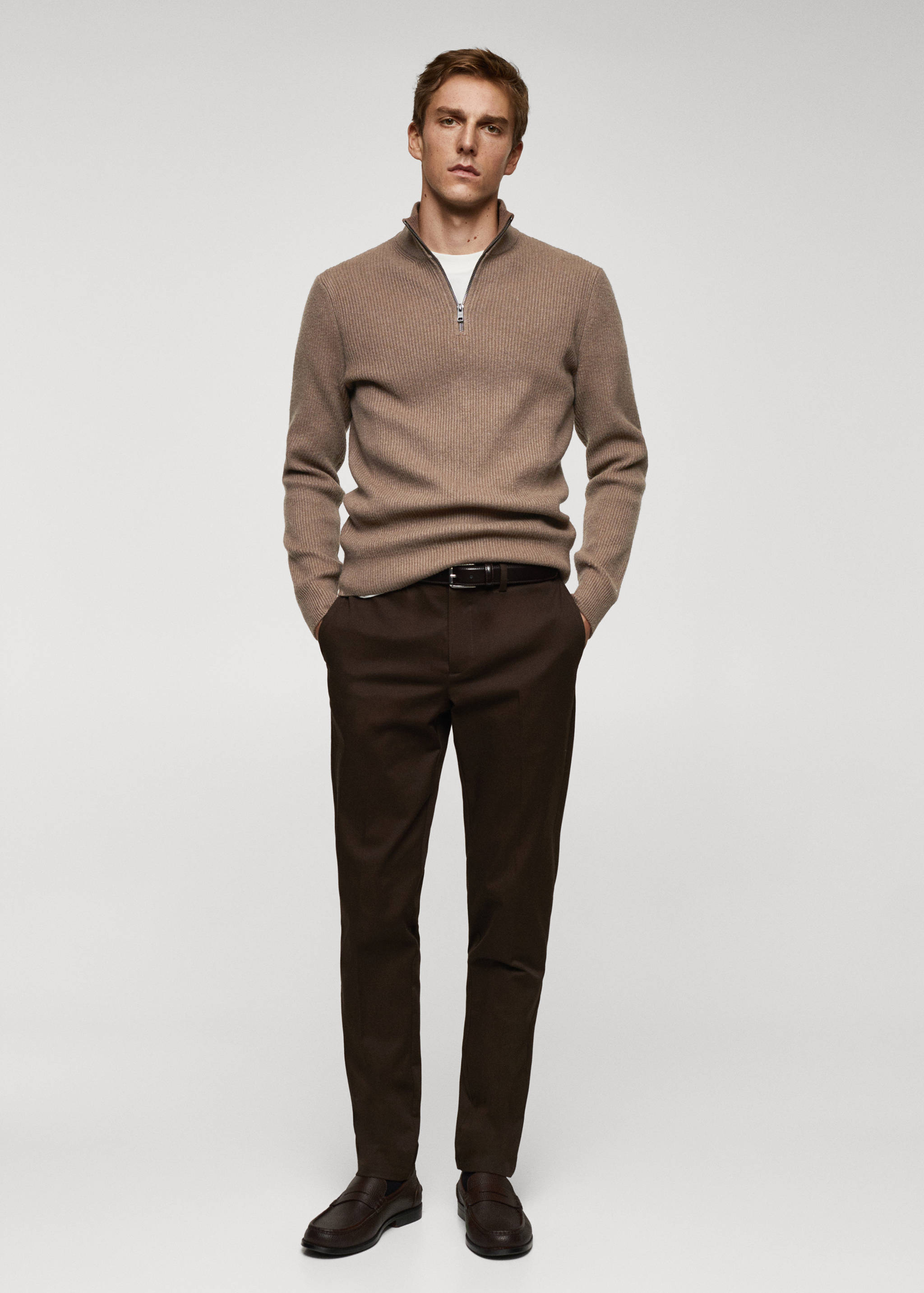 Ribbed sweater with zip - General plane