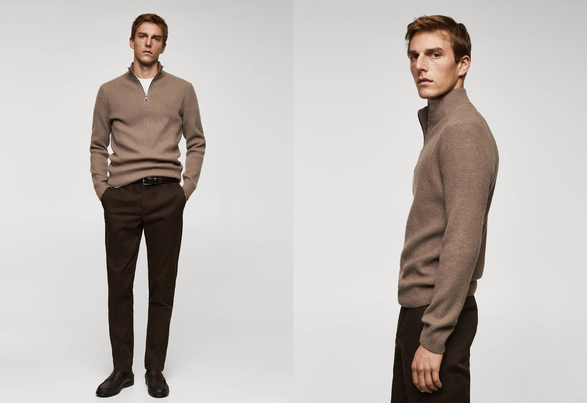 Ribbed sweater with zip - Panoramic plane