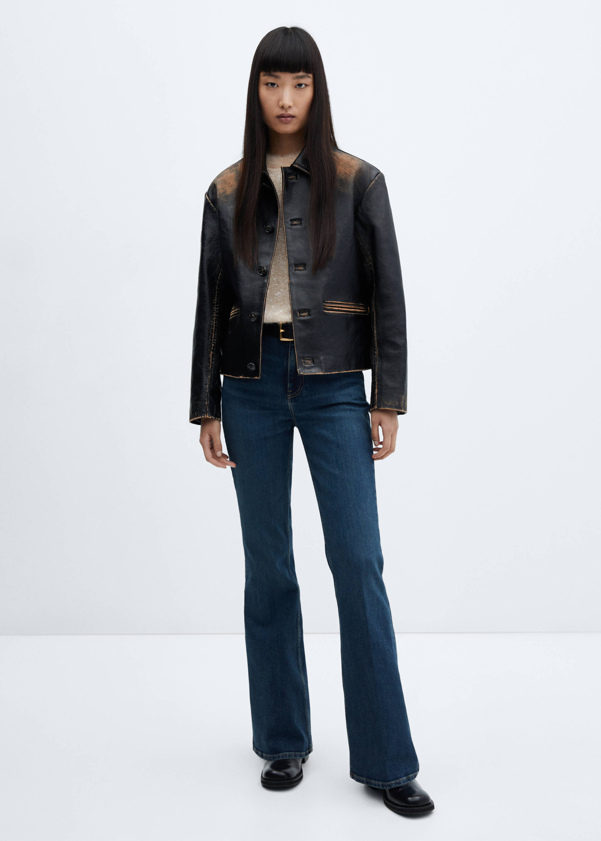 Sweater with fur-effect trim - General plane