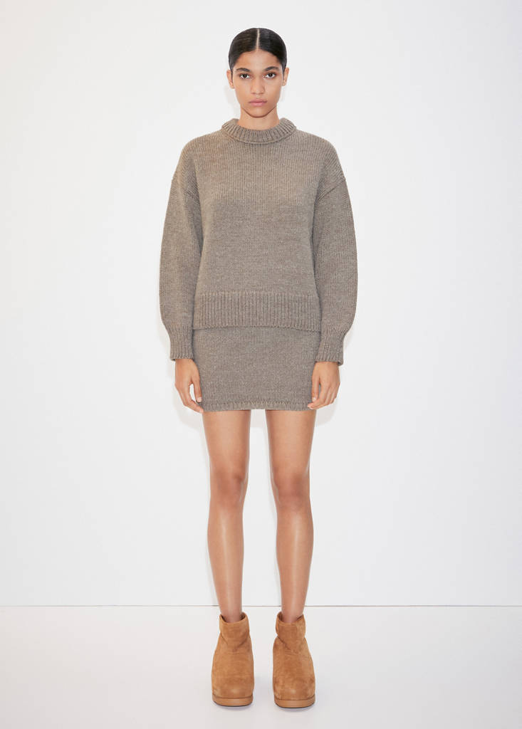 Puffed-sleeved wool sweater — Brown