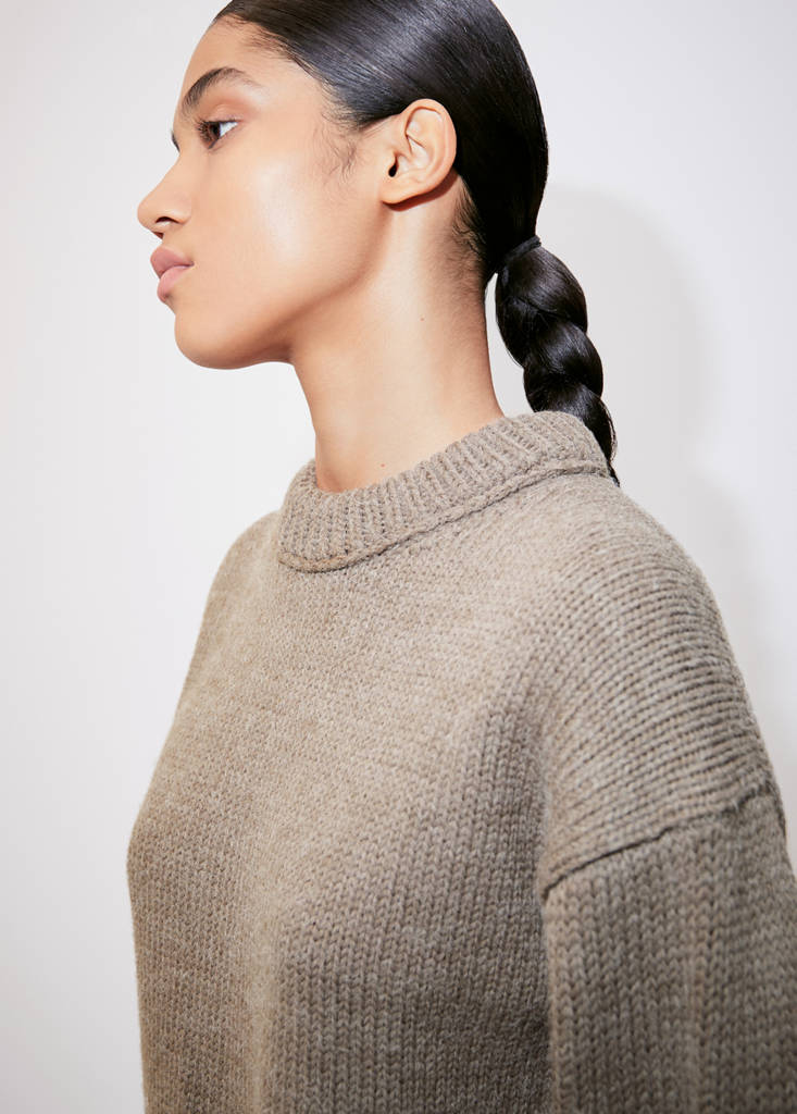 Puffed-sleeved wool sweater — Brown