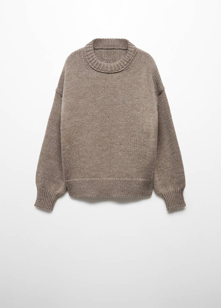 Puffed-sleeved wool sweater — Brown