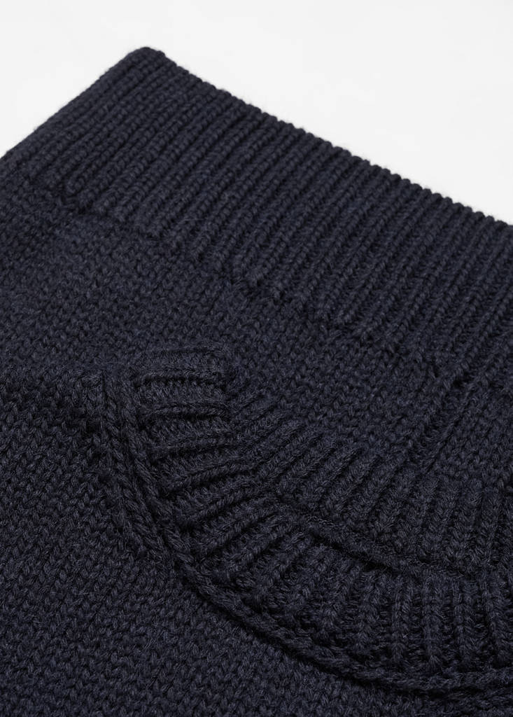 Puffed-sleeved wool sweater — Navy
