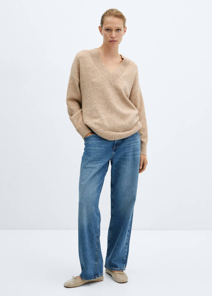 Oversized V-neck sweater — Light/Pastel Grey