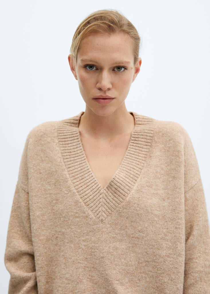 Oversized V-neck sweater — Light/Pastel Grey