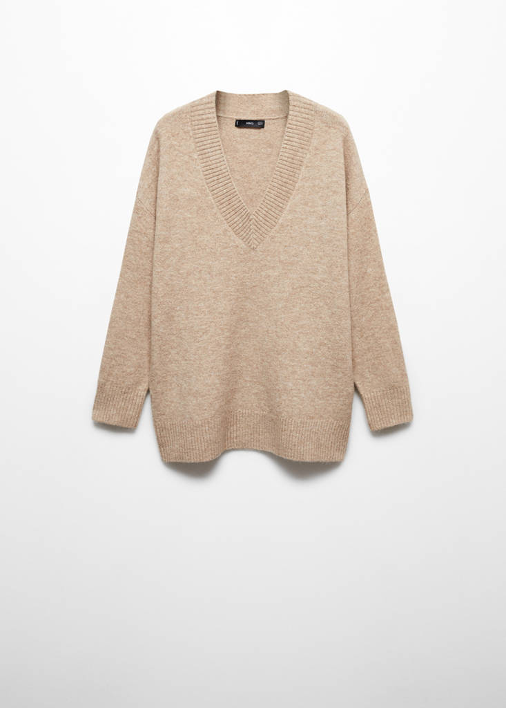 Oversized V-neck sweater — Light/Pastel Grey
