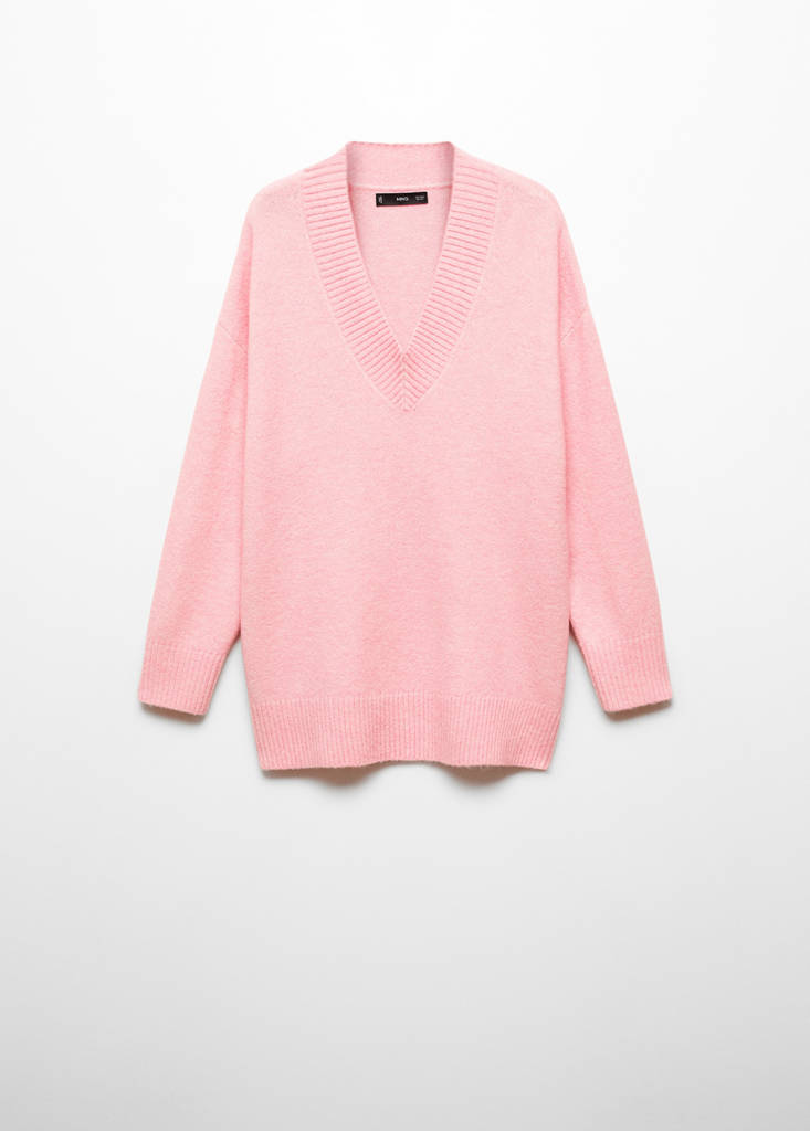Oversized V-neck sweater — Pink