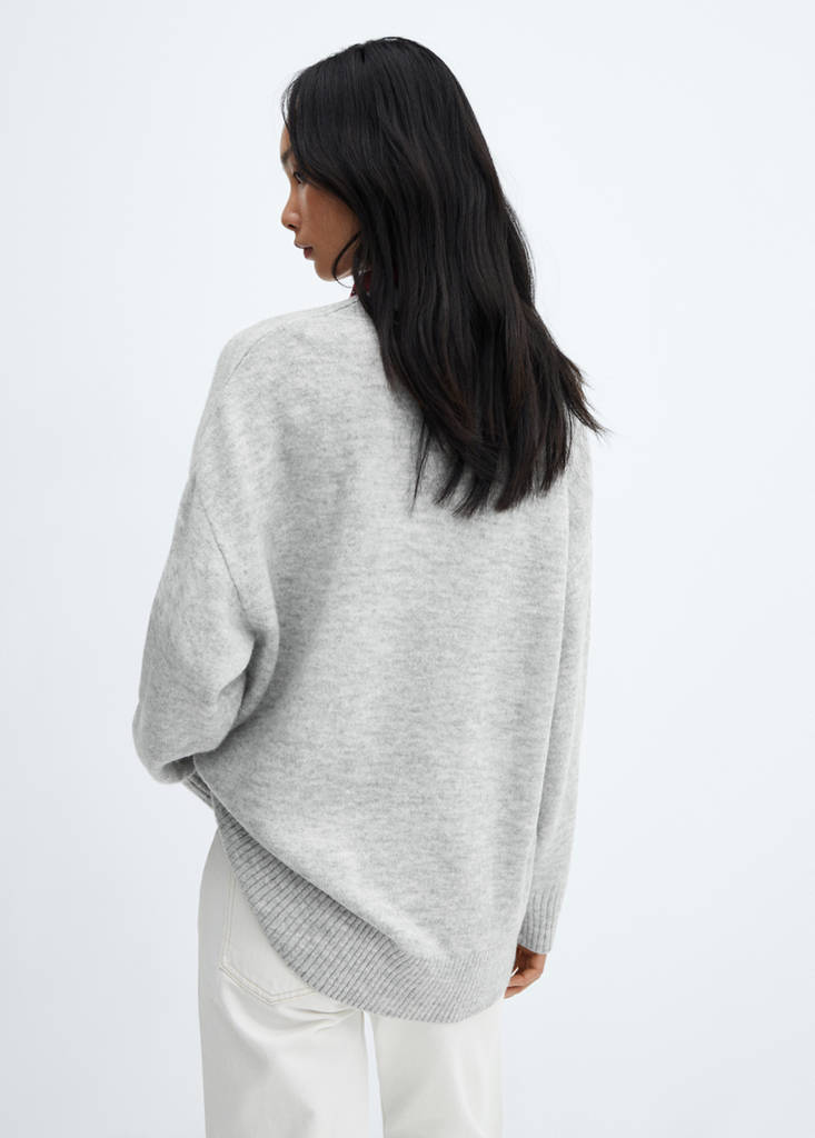 Oversized V-neck sweater — Light Heather Grey