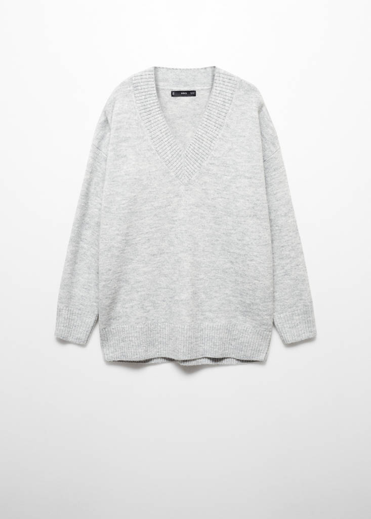 Oversized V-neck sweater — Light Heather Grey