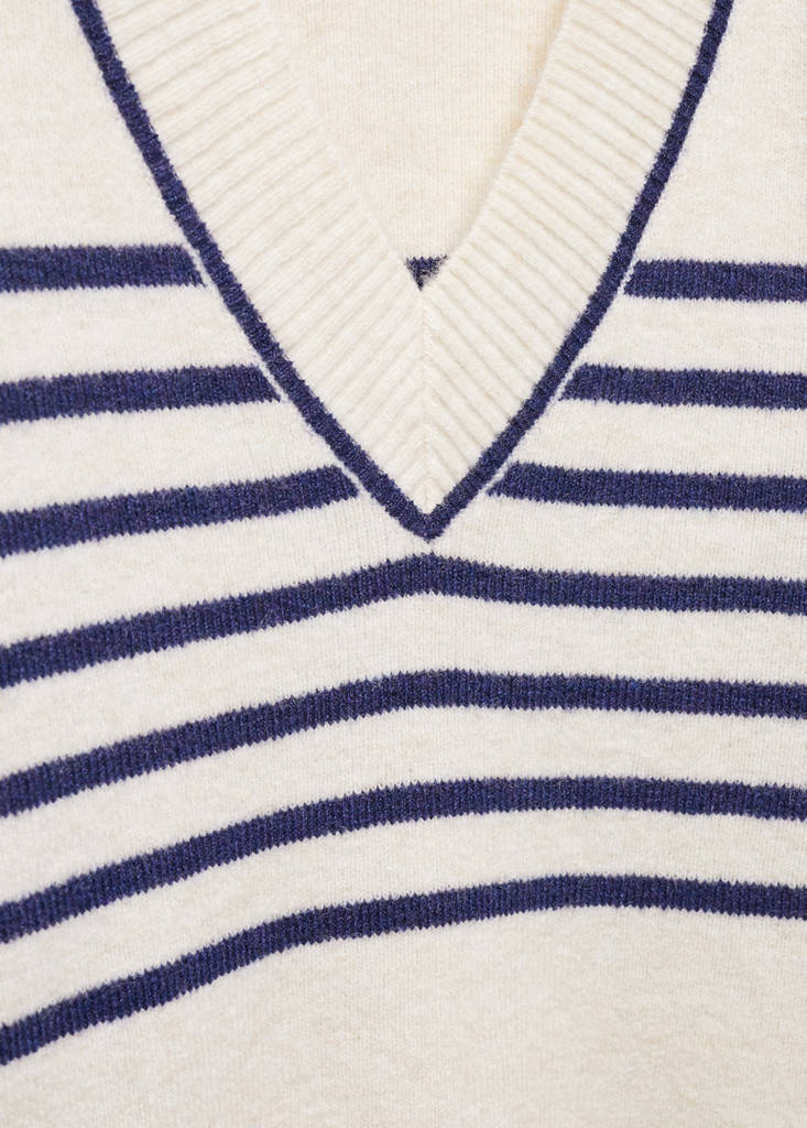 V-neck striped sweater — Dark Navy