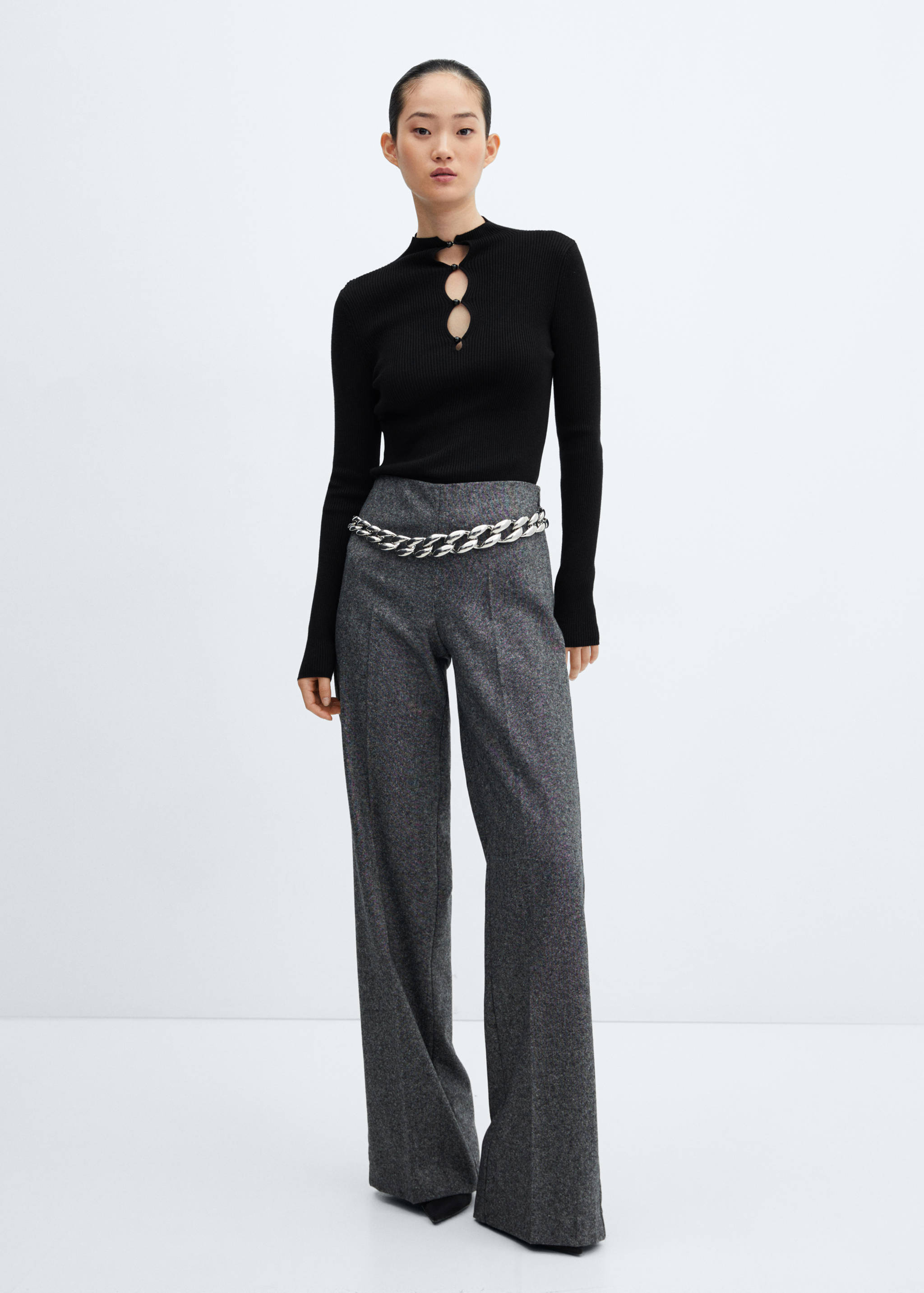 Ribbed sweater with buttons - General plane