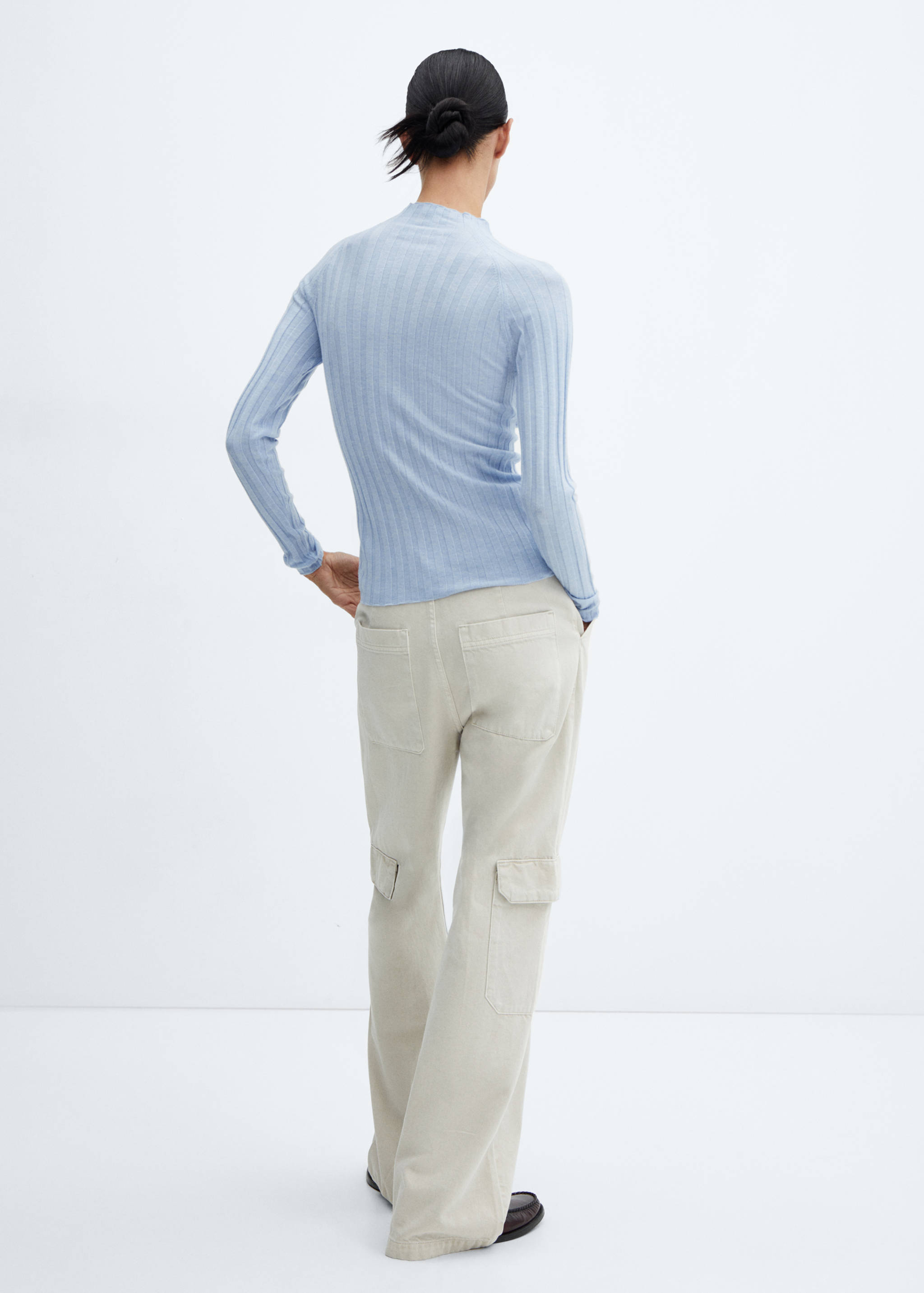 Ribbed sweater with perkins neck - Reverse of the article