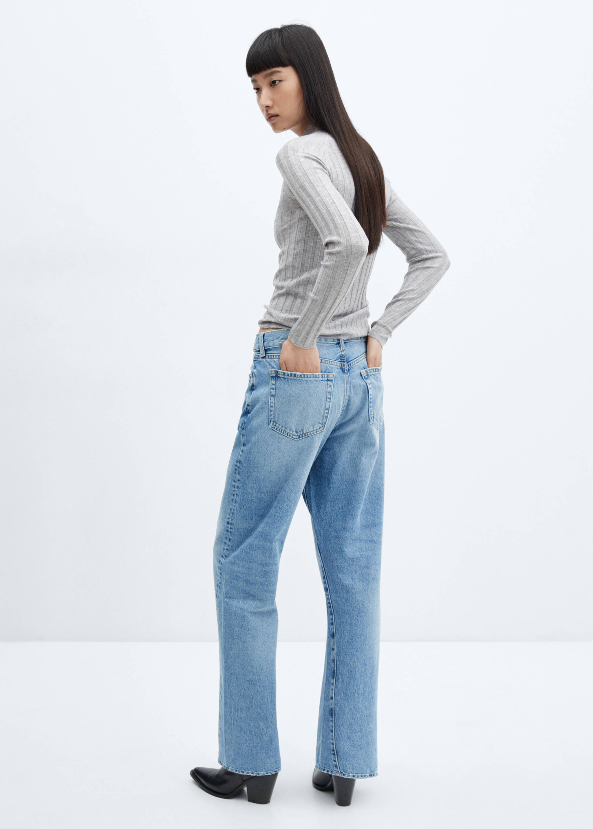 Ribbed sweater with perkins neck - Reverse of the article