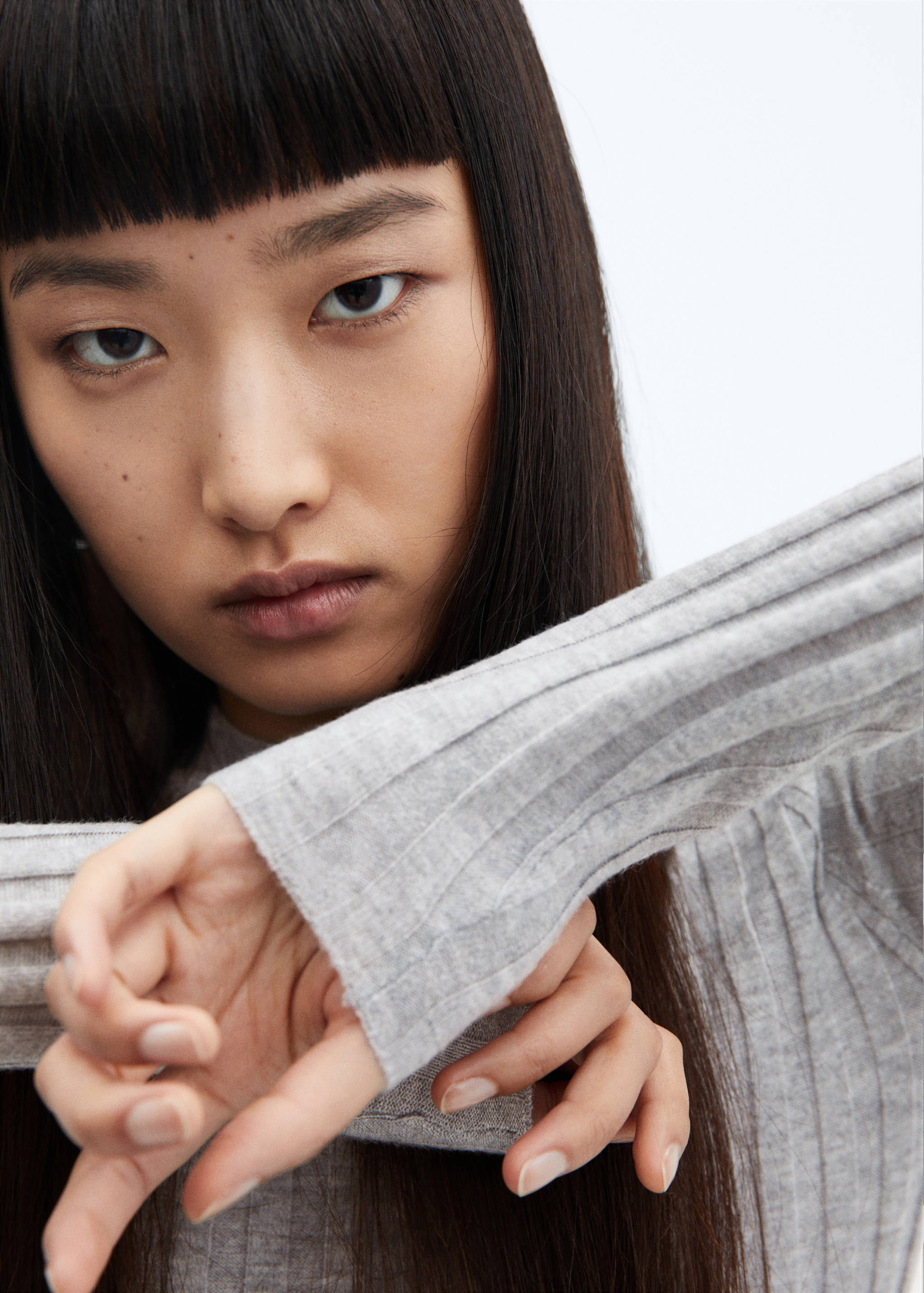 Ribbed sweater with perkins neck - Details of the article 1