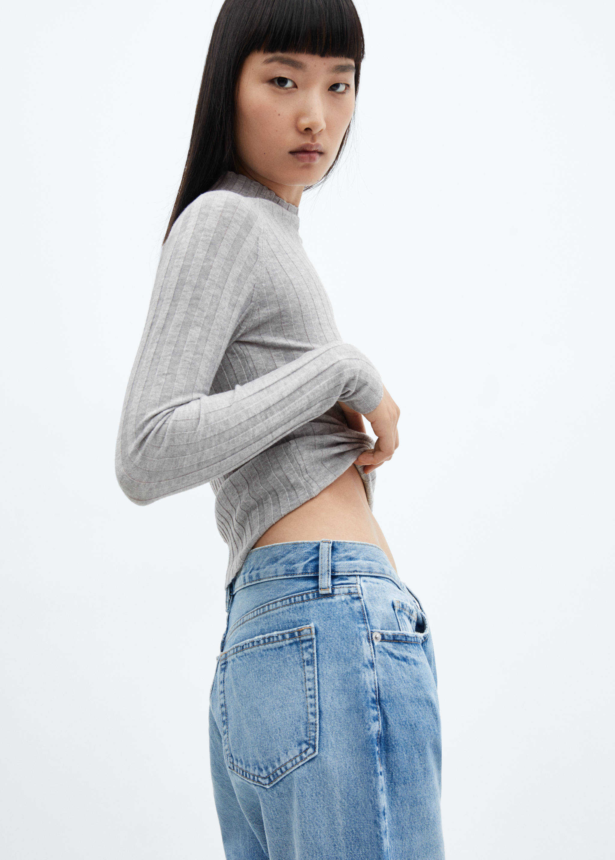 Ribbed sweater with perkins neck - Details of the article 2