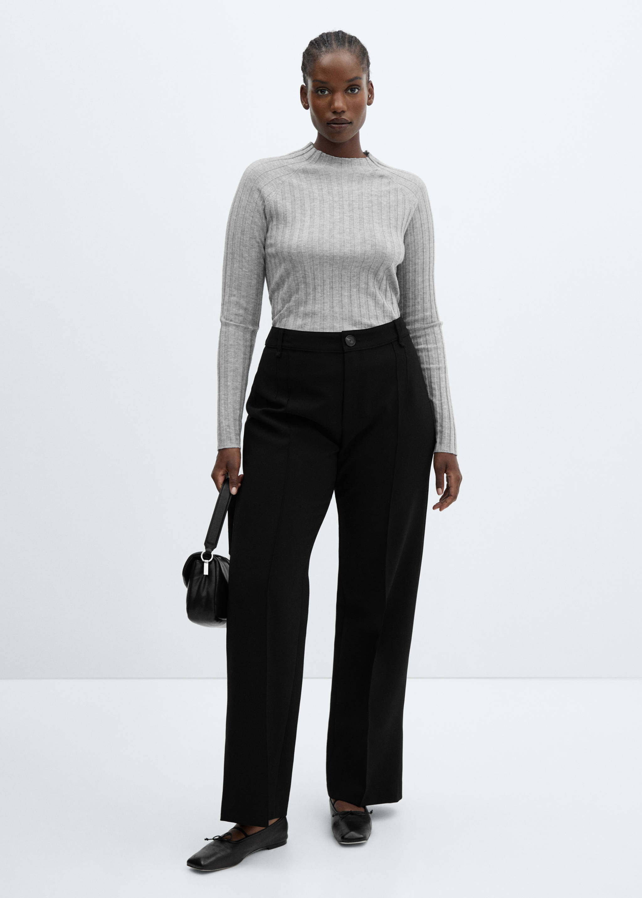 Ribbed sweater with perkins neck - Details of the article 3