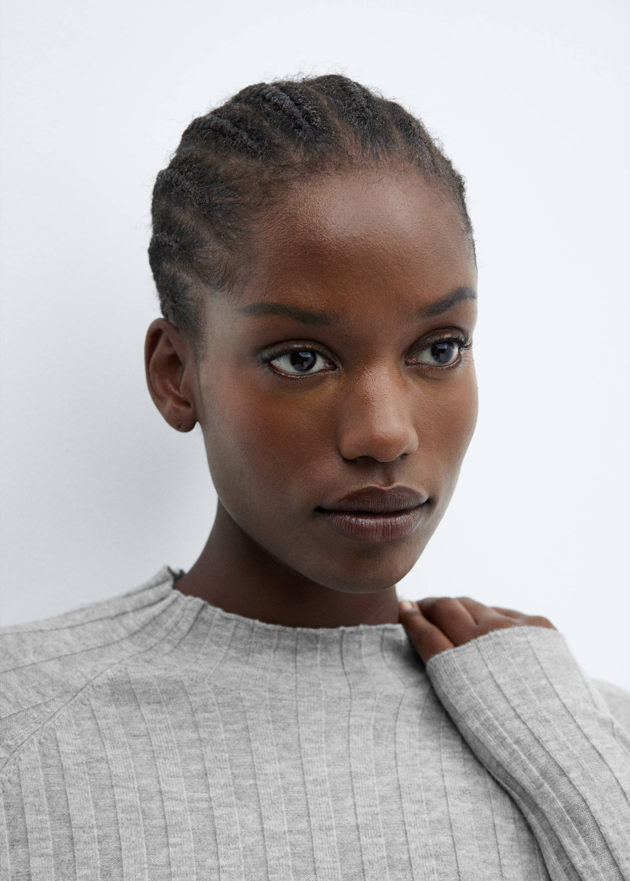 Ribbed sweater with perkins neck - Details of the article 4