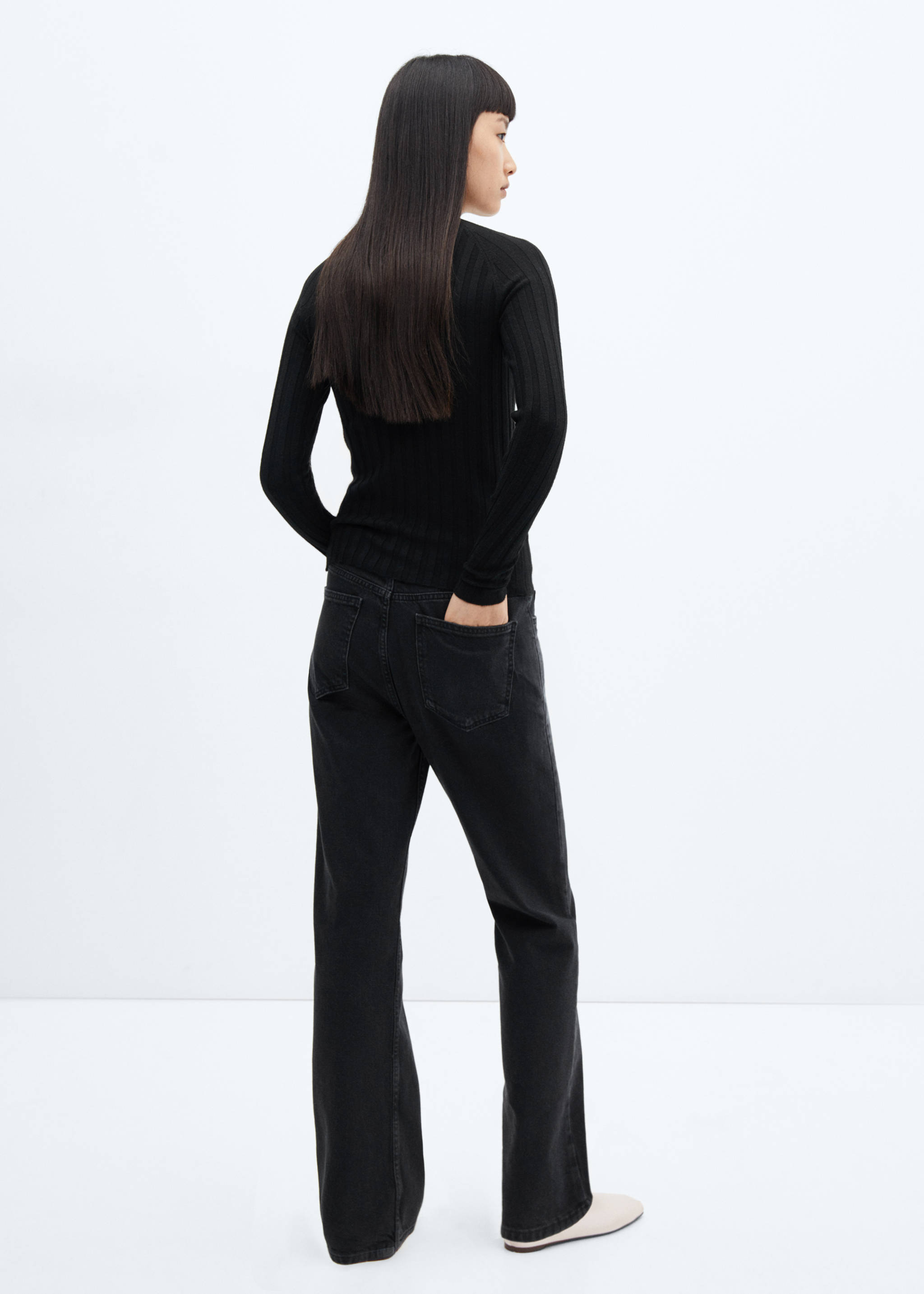 Ribbed sweater with perkins neck - Reverse of the article