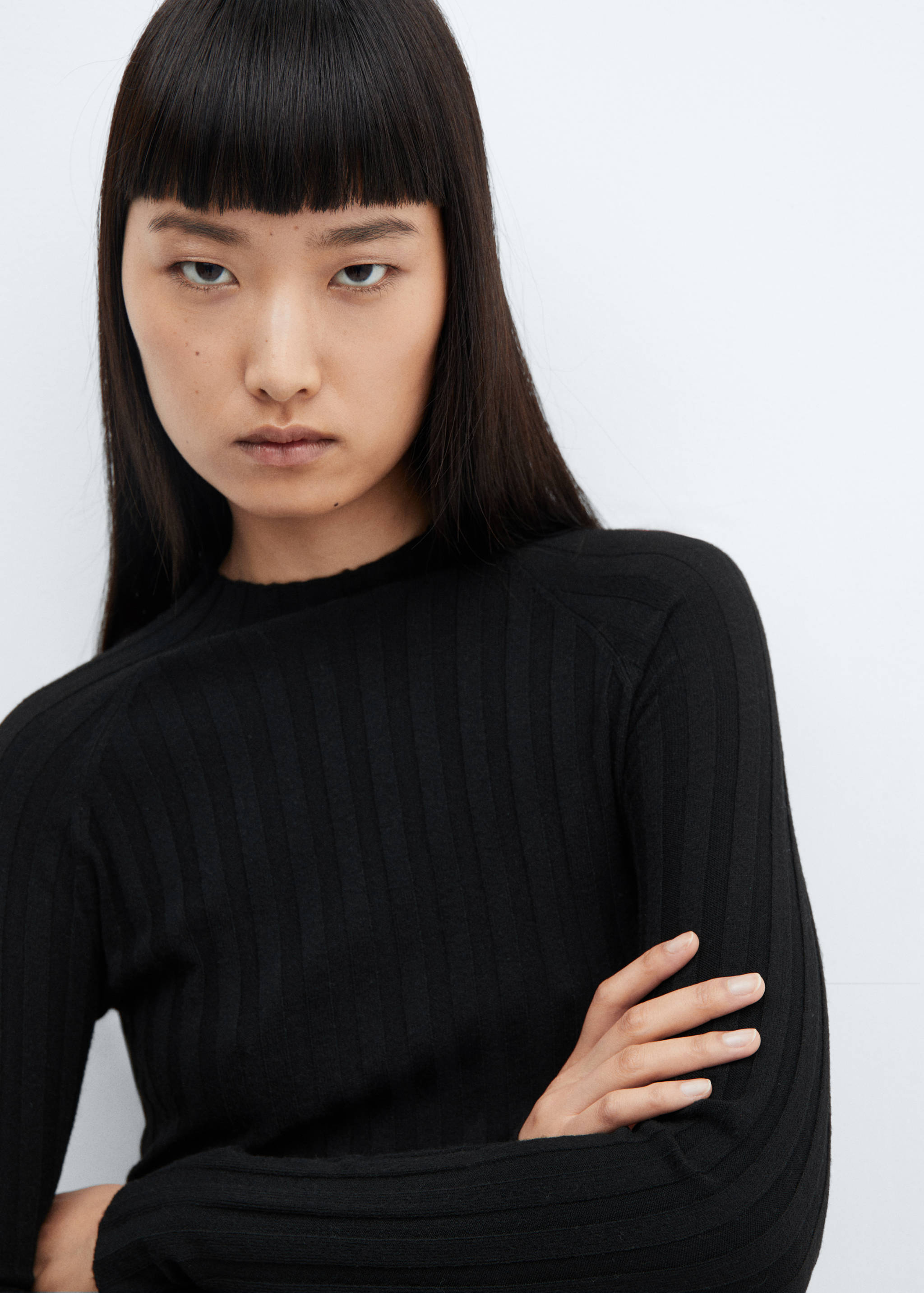 Ribbed sweater with perkins neck - Details of the article 1