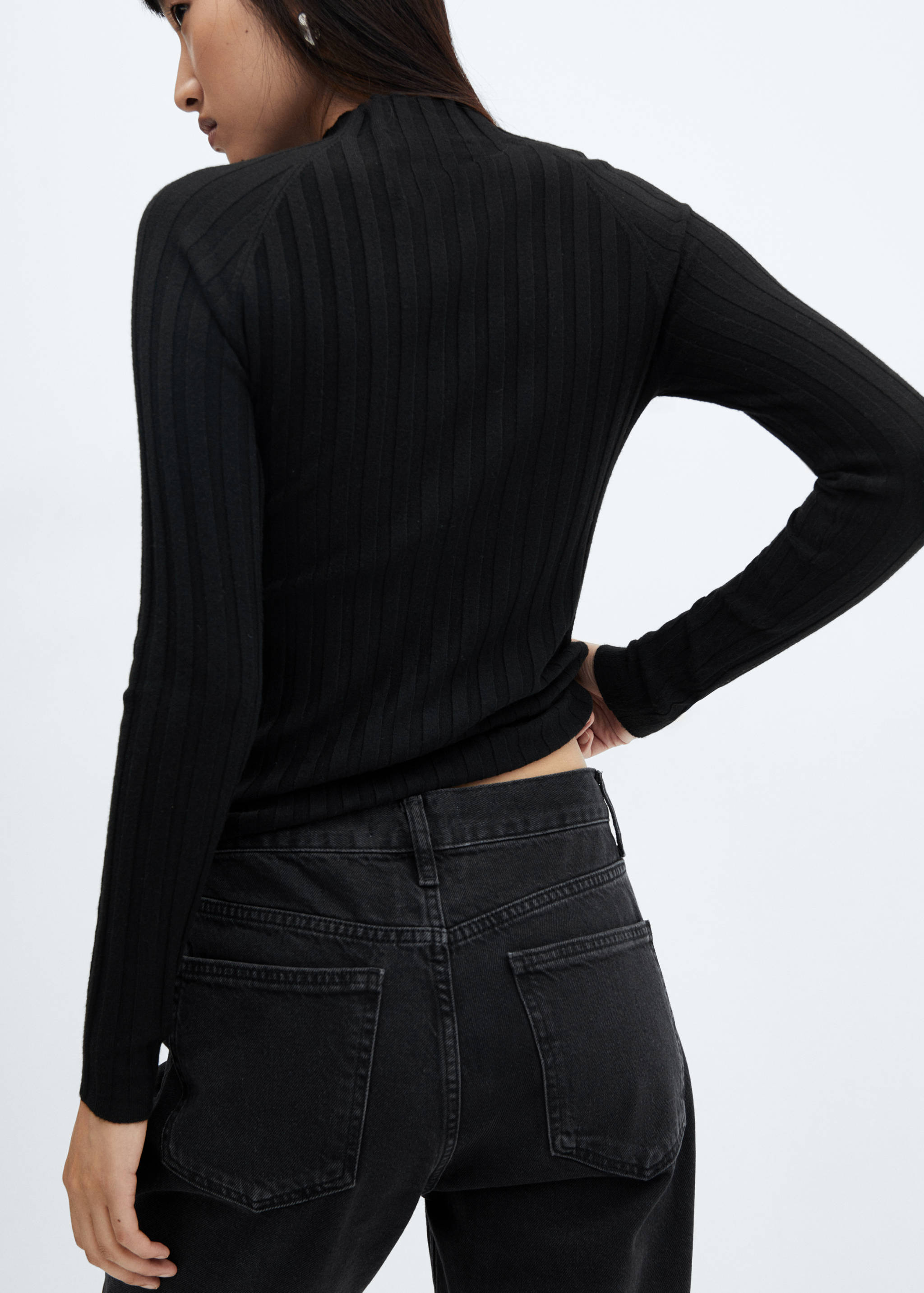 Ribbed sweater with perkins neck - Details of the article 2
