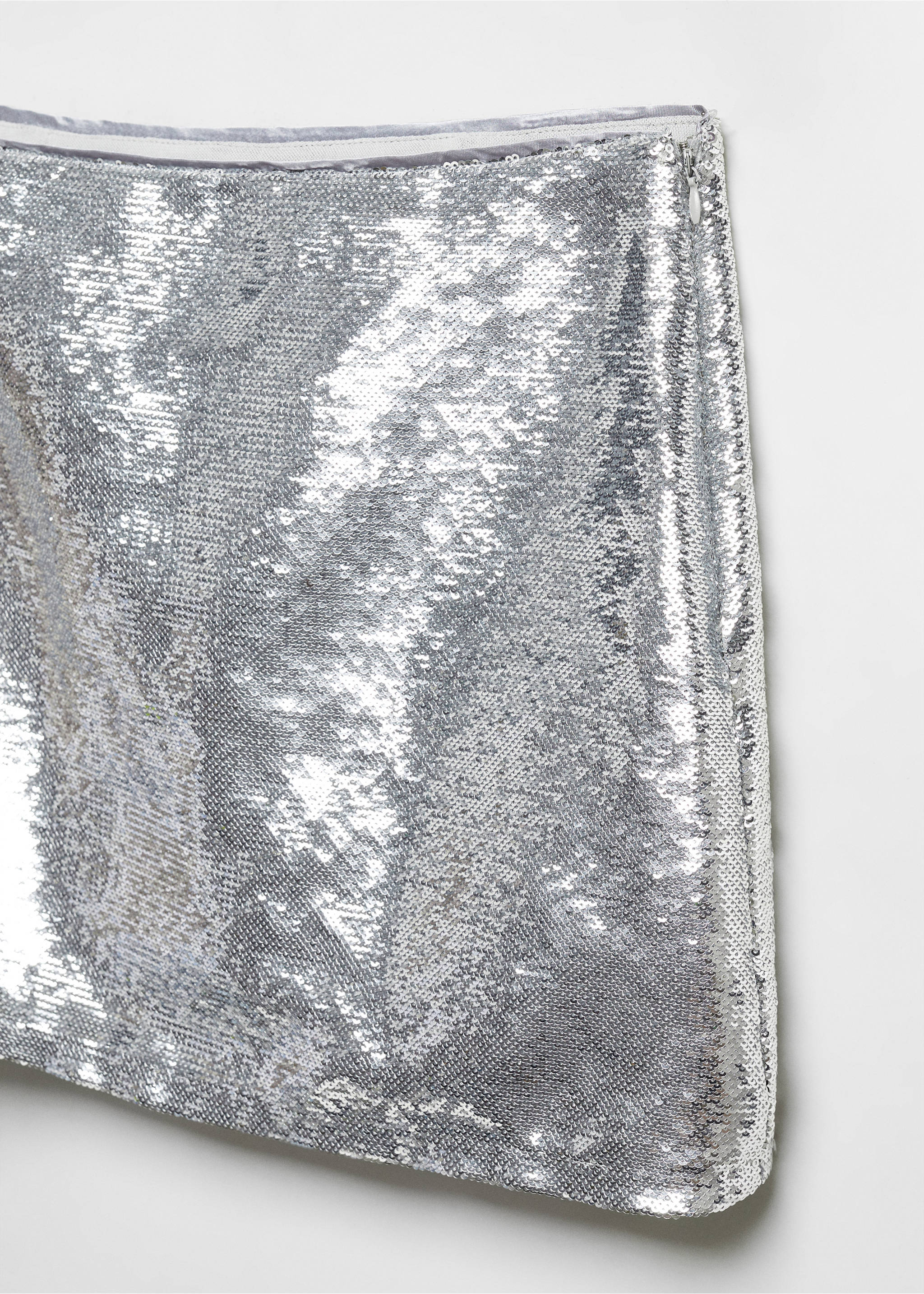 Sequin miniskirt - Details of the article 8, Silver. Ref: 57009099-00.