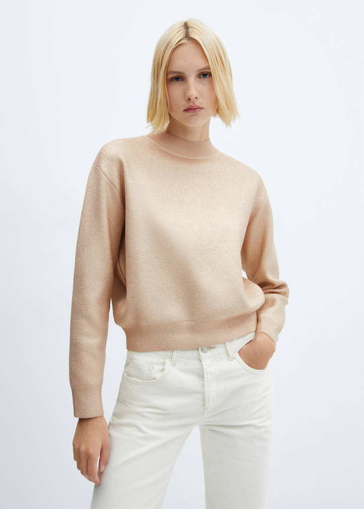 Foil round-neck sweater — Gold