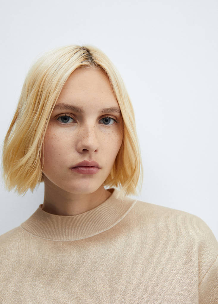Foil round-neck sweater — Gold