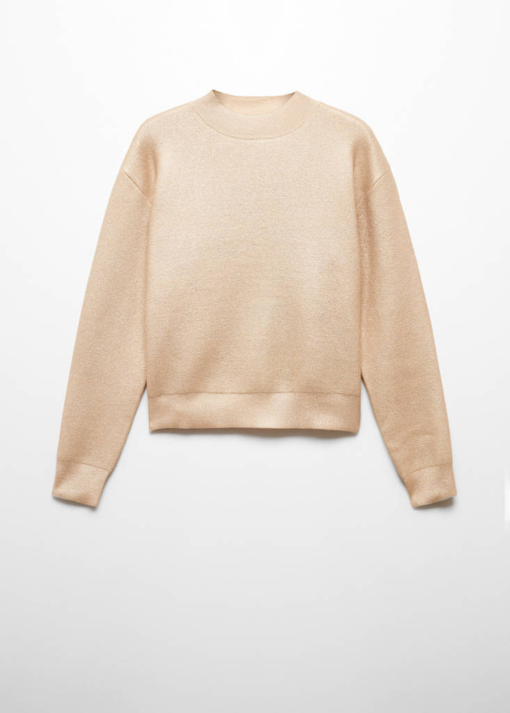 Foil round-neck sweater — Gold
