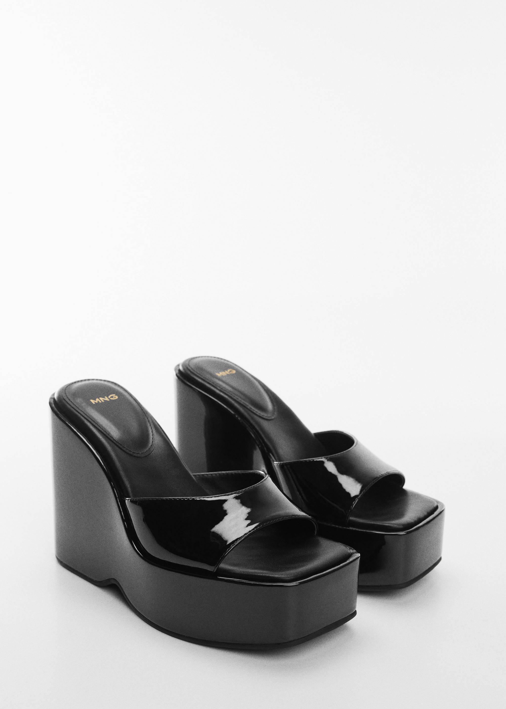 Patent leather-effect platform sandals - Medium plane