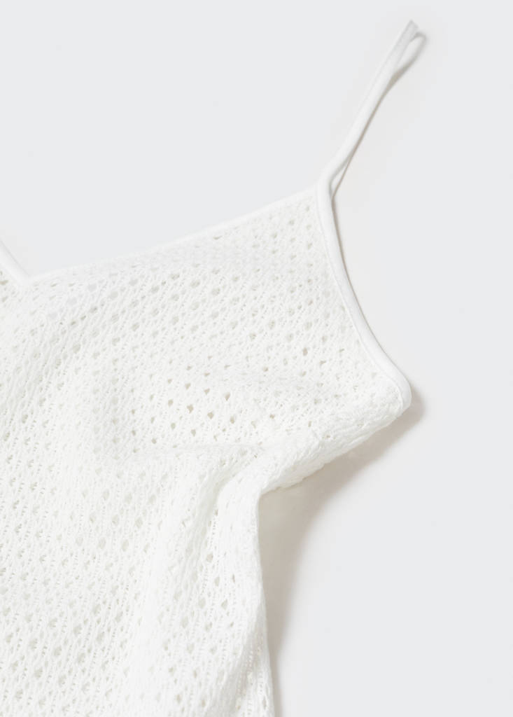 Long openwork knitted dress — White