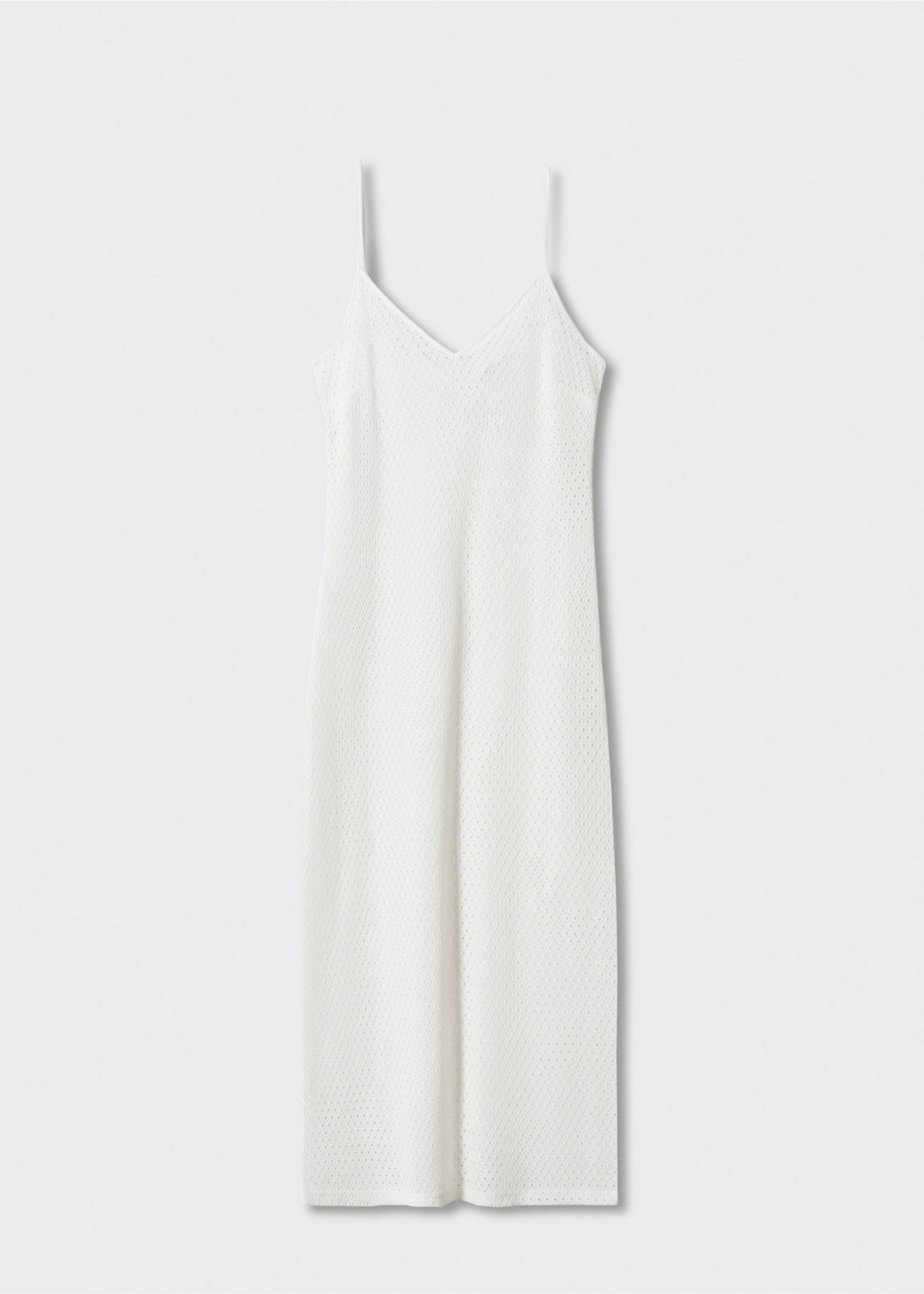 Long knitted dress with lace design - Article without model, White. Ref: 57010278-00.