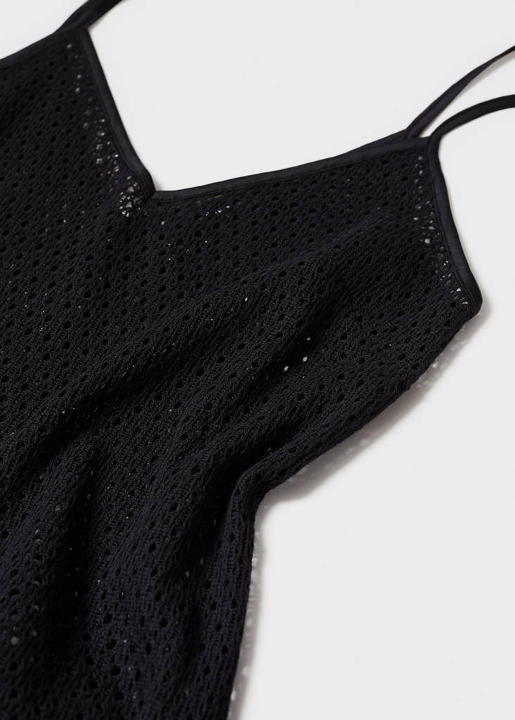 Long openwork knitted dress — Black