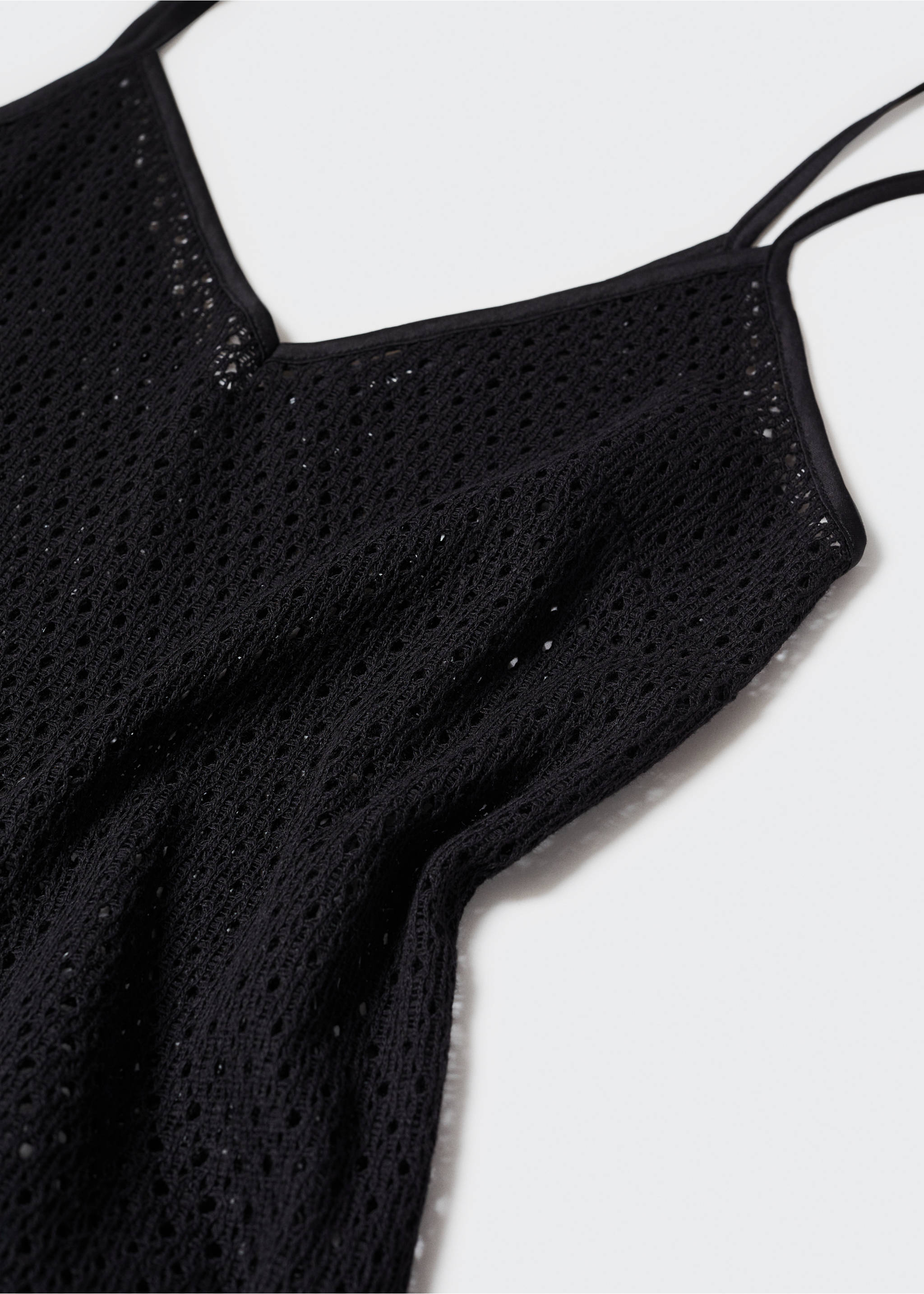 Long openwork knitted dress - Details of the article 8, Black. Ref: 57010278-00.