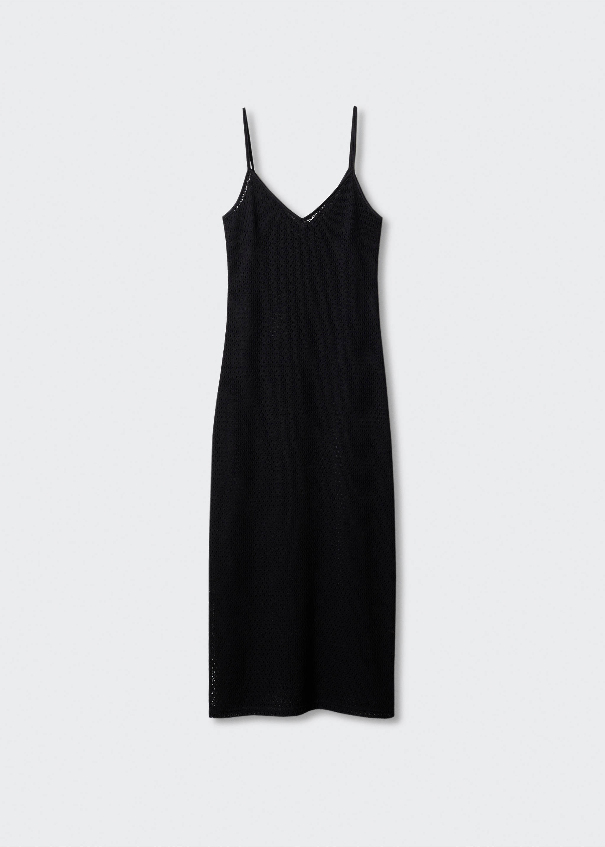 Long openwork knitted dress - Article without model, Black. Ref: 57010278-00.